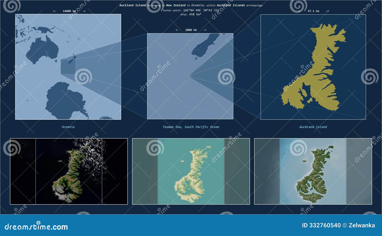 Auckland Island. New Zealand. Location Diagram. Yellow Stock Illustration Illustration of