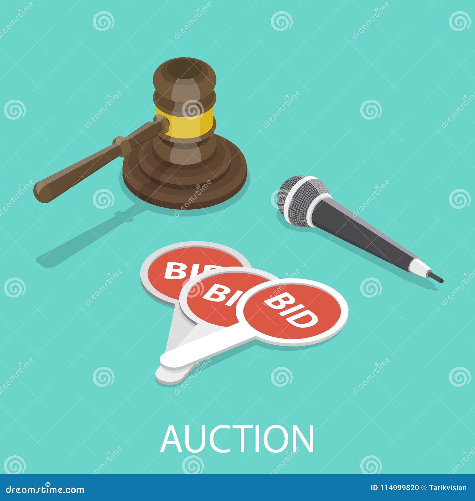 Bidding process auction paddles flat hand Vector Image