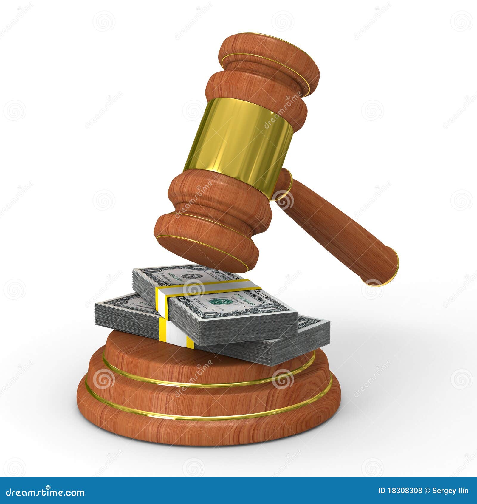 Auction gavel on white stock illustration. Illustration of legal 18308308
