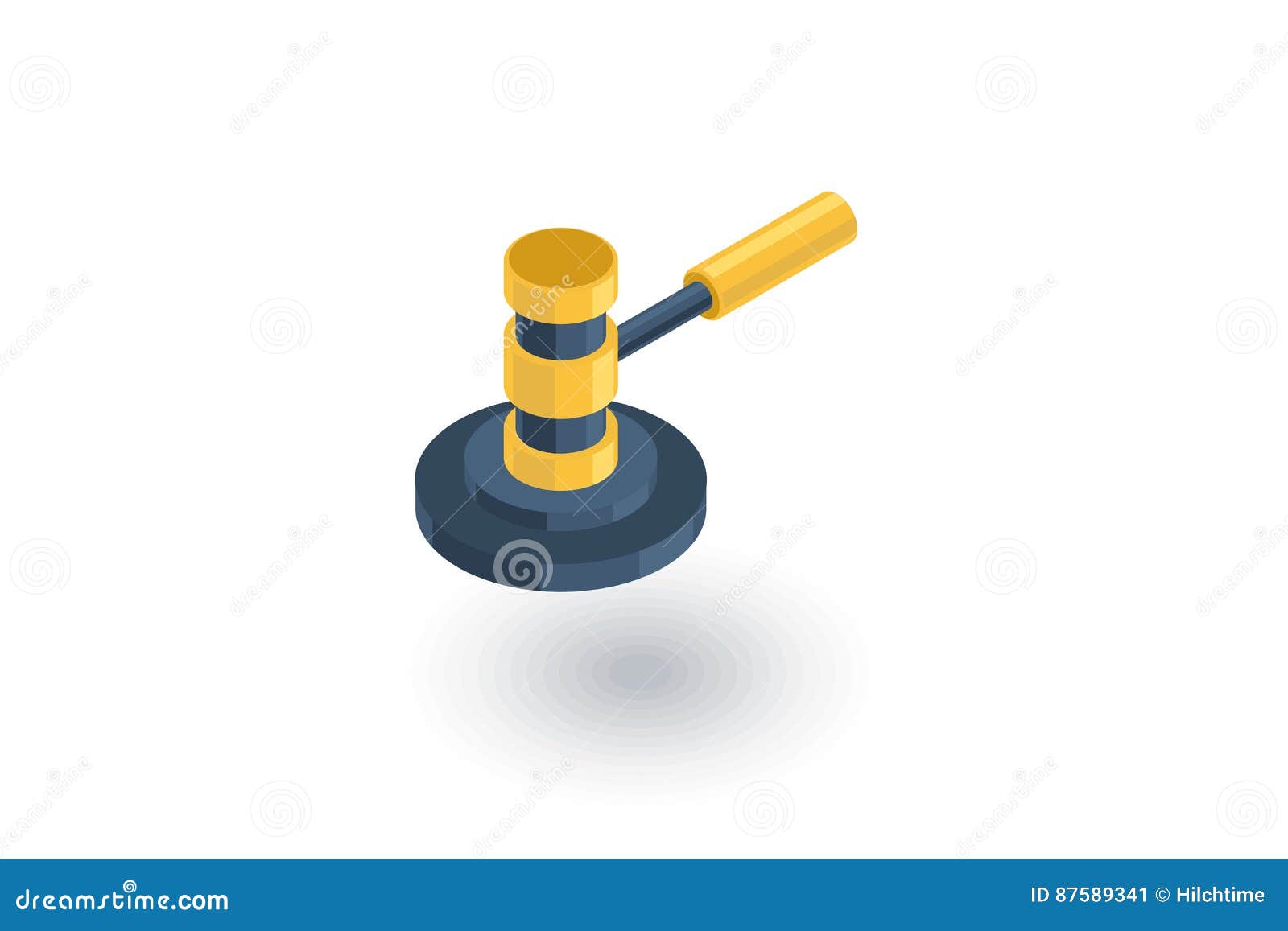 auction hammer, law and justice , verdict isometric flat icon. 3d 