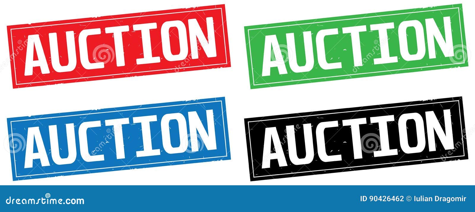 AUCTION Text, on Rectangle Stamp Sign. Stock Illustration Illustration of written, green 90426462