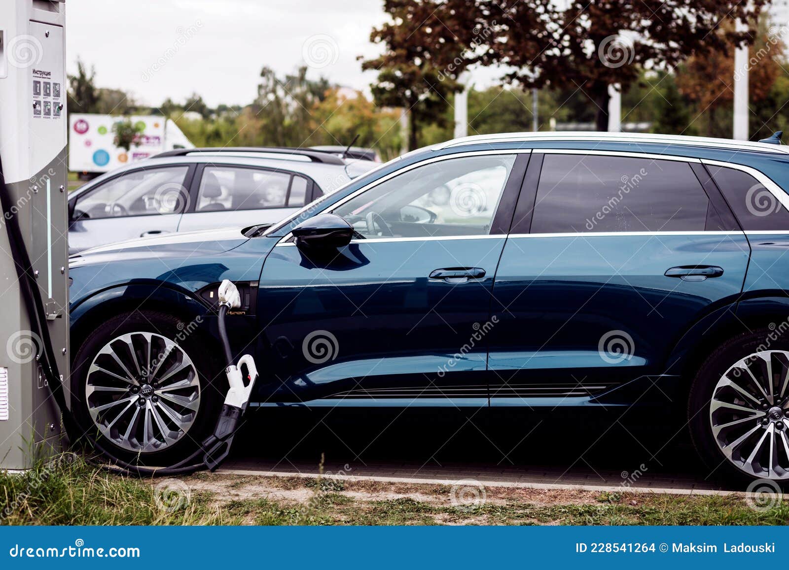 Audi Etron at the Charging Station Editorial Stock Image Image of