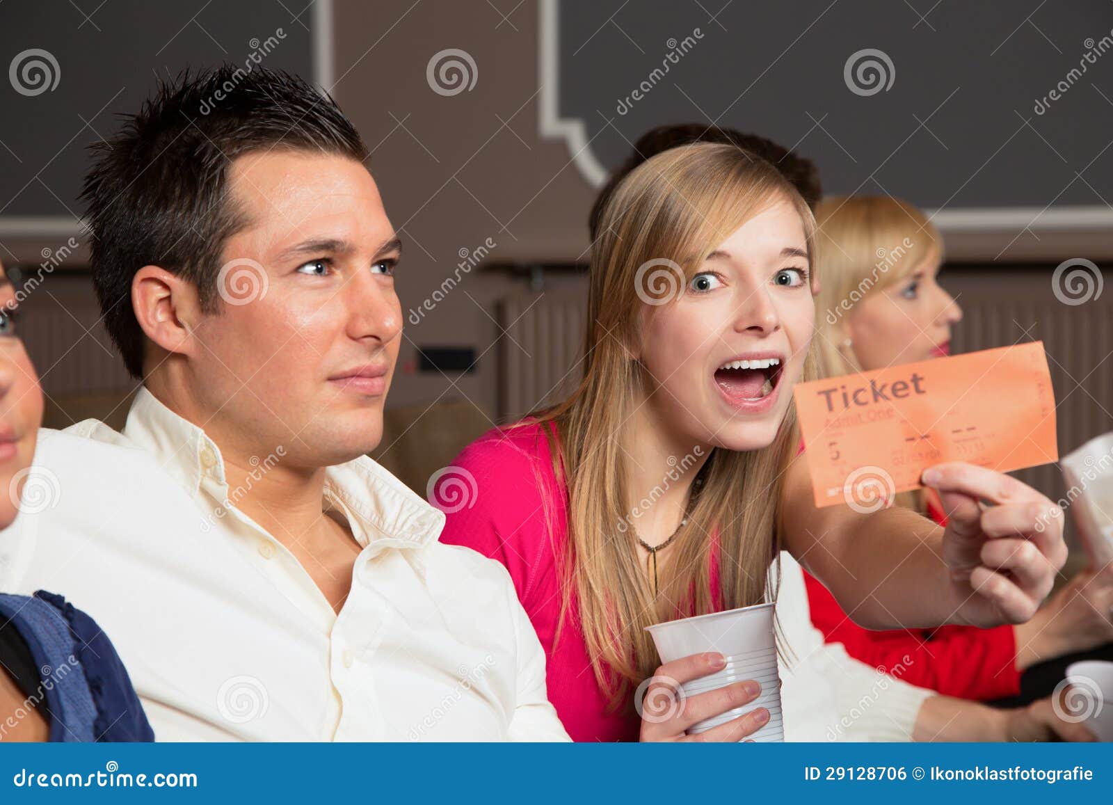 Audience Member Presenting Tickets Stock Photo Image of beauty, movie