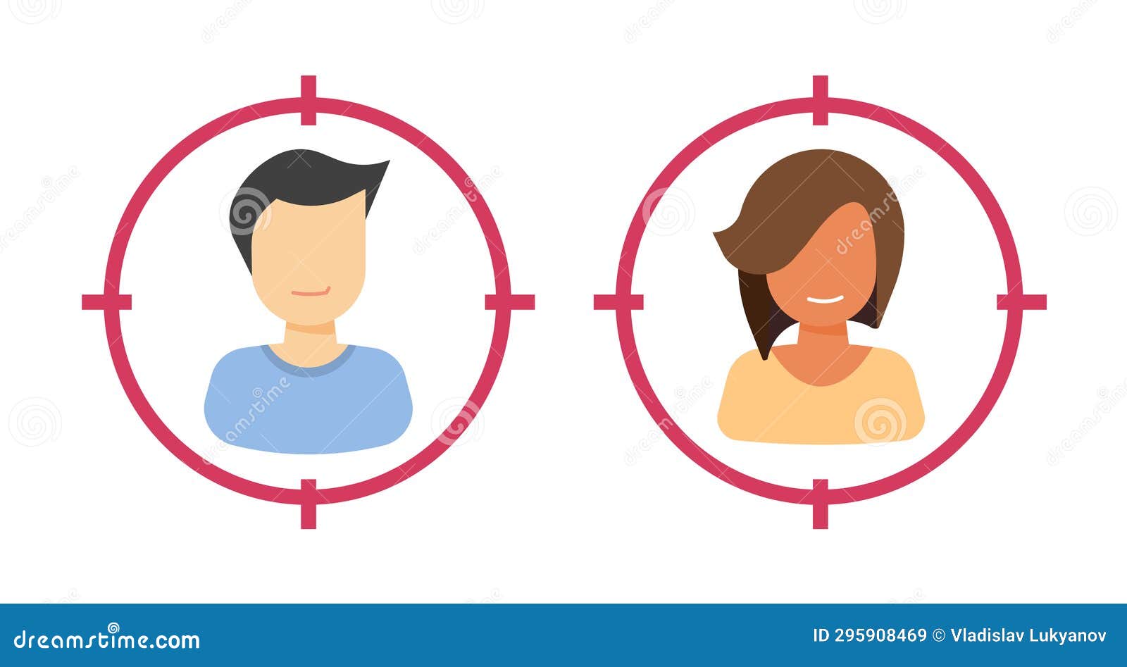 audience target aim icon  or customer user select flat graphic  set, search find man woman male female people as