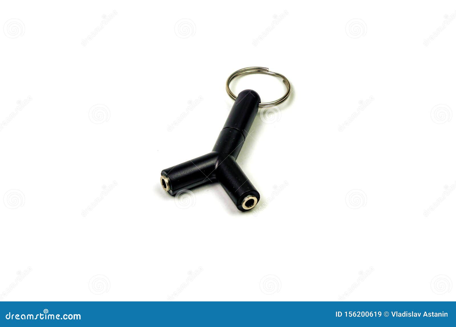 Audio Adapter with Two Microphone and Headphone Jacks Isolated on White