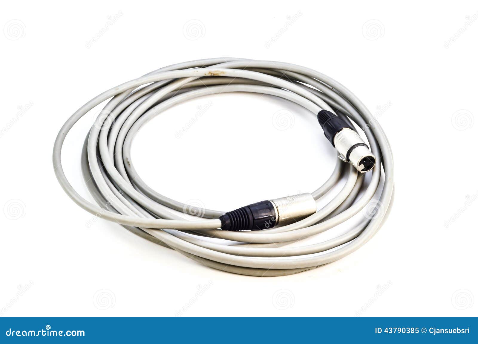 Audio cable with XLR jacks stock image. Image of sound 43790385