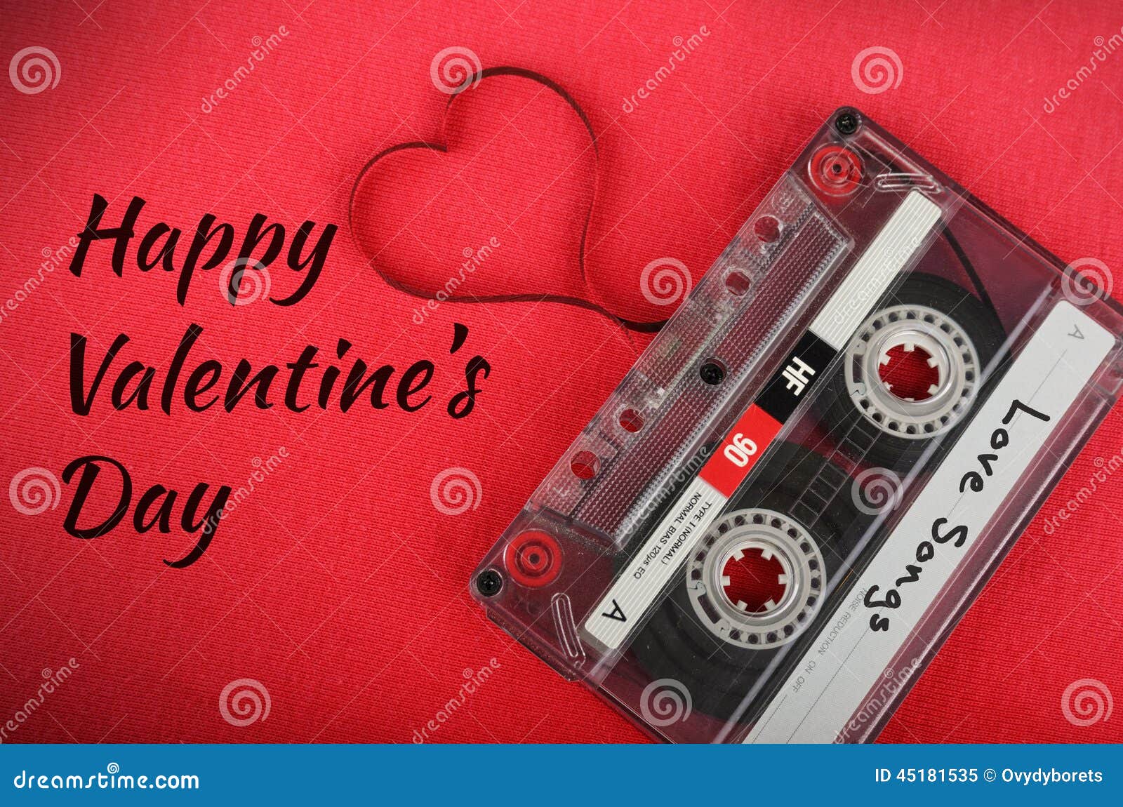 Audio Cassette with Loose Tape Shaping a Heart Stock Image Image of