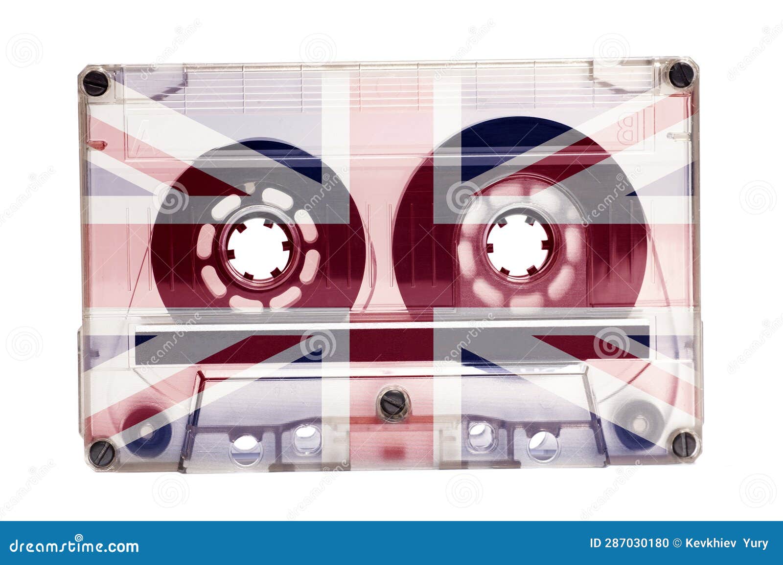 Audio Cassette Tape Painted in British Flag Isolated on a White