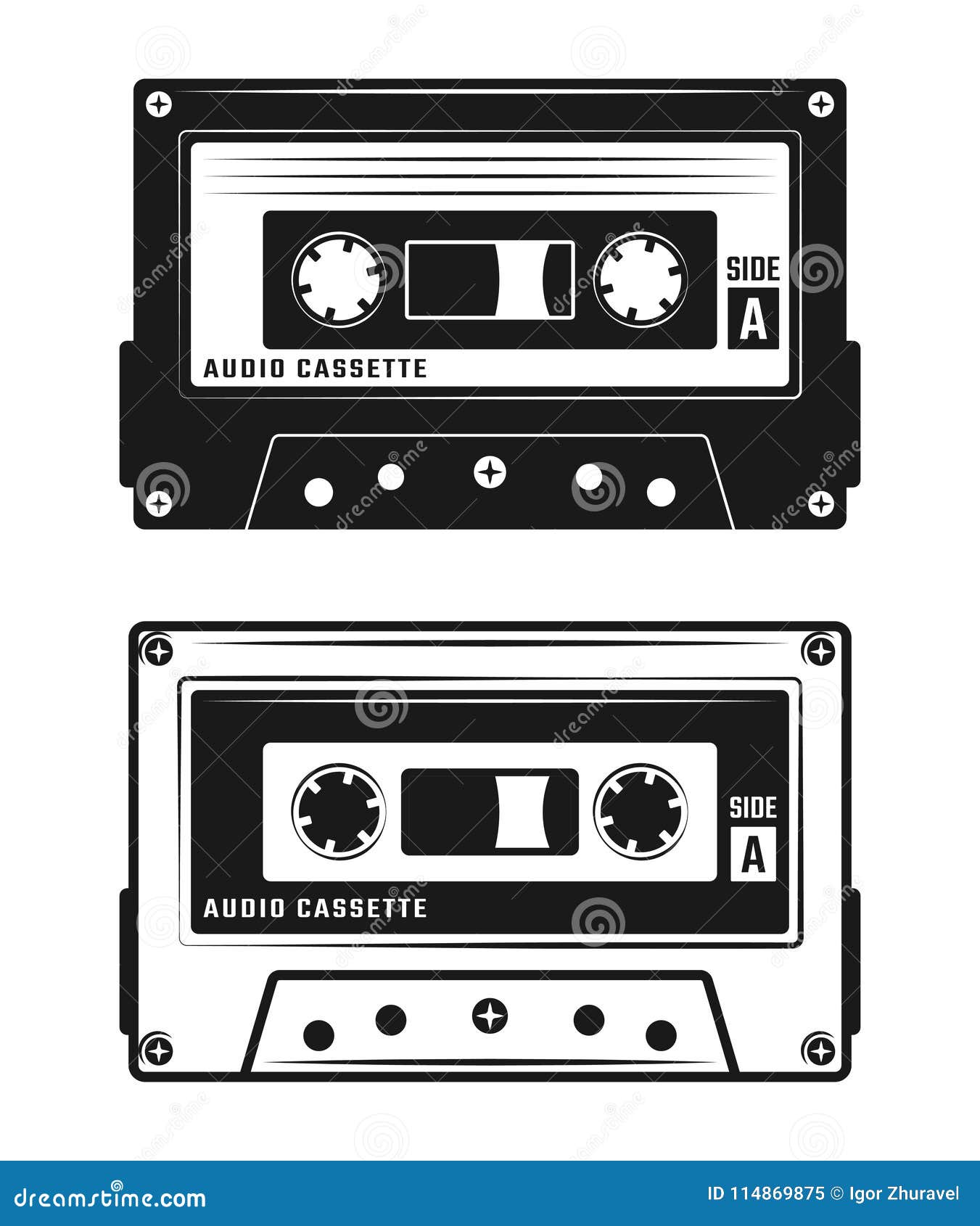 Audio Cassette Tape Two Style Vector Illustration Stock Vector