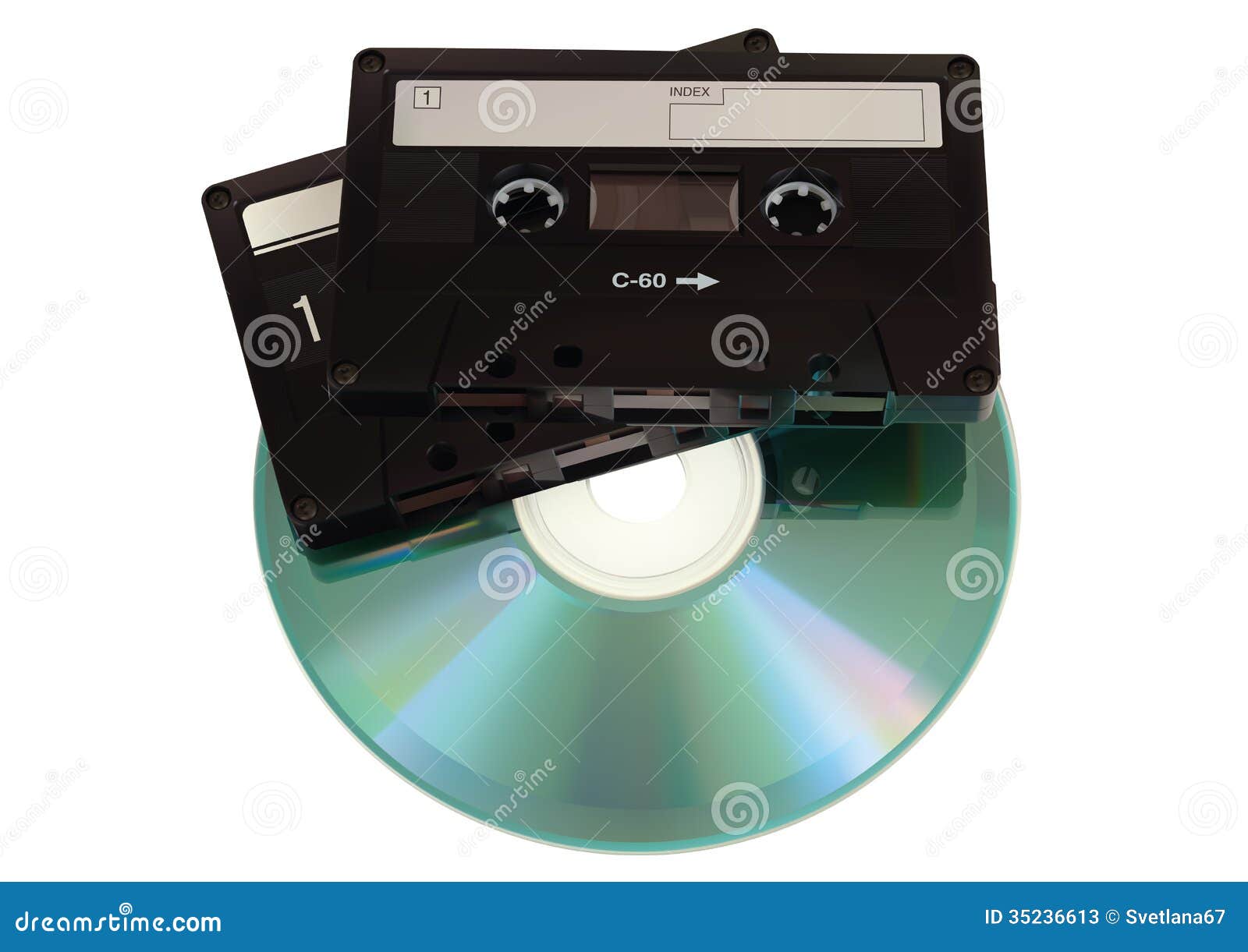 Audio Cassettes with CD Disk Stock Image Image of disk,