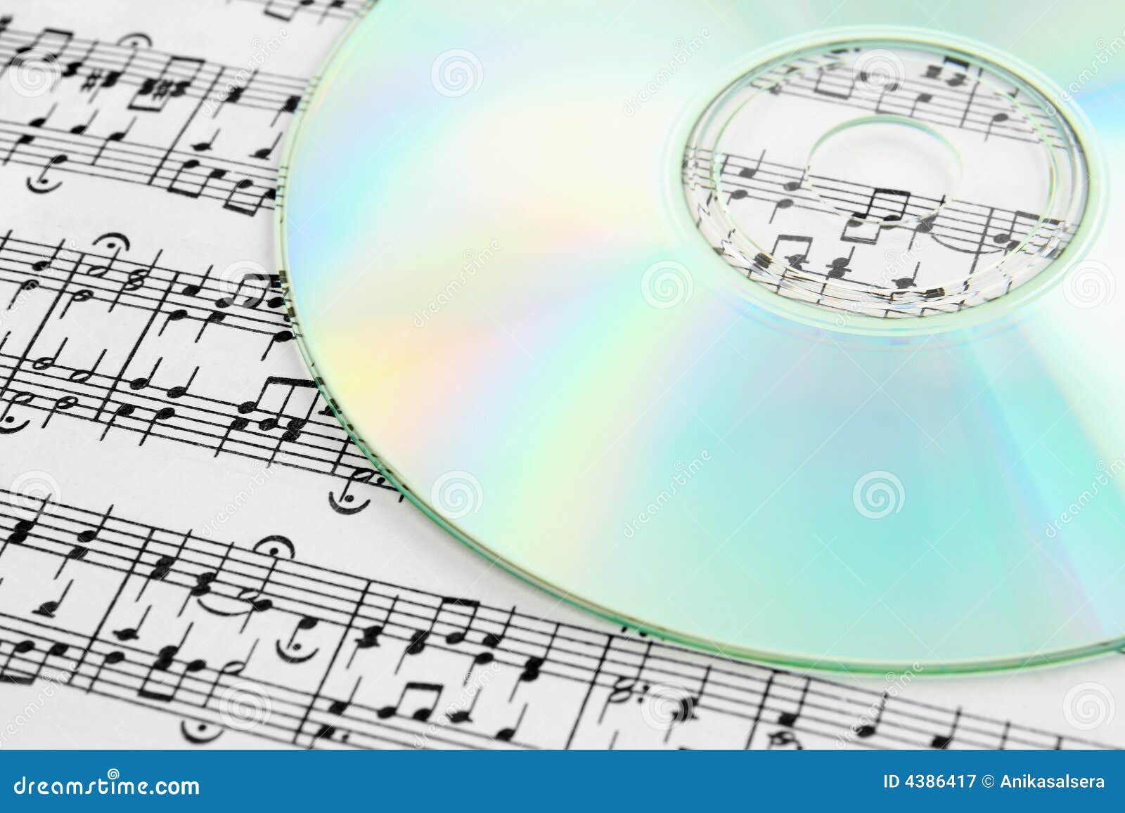 audio cd and music notes