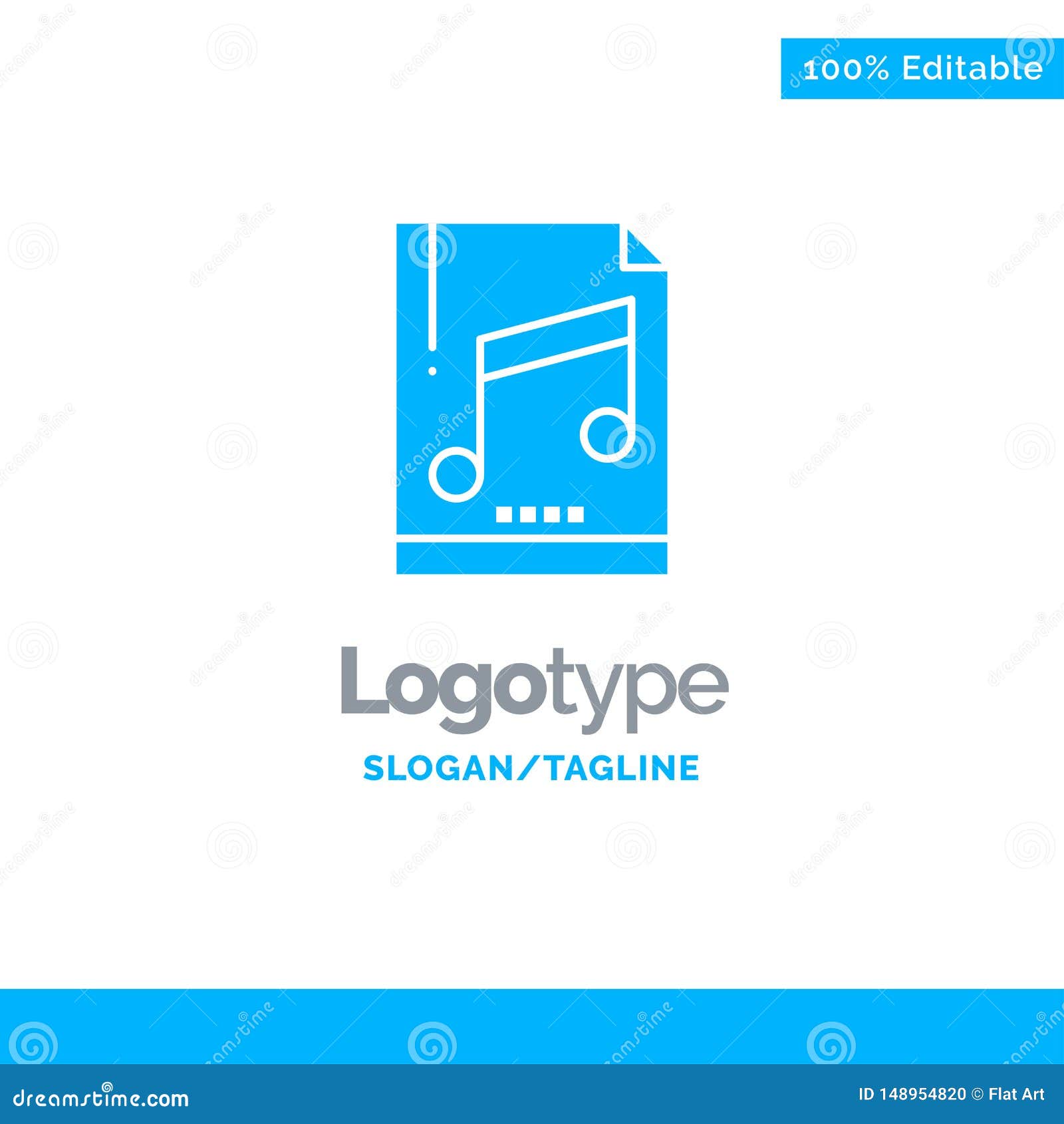 Audio, Computer, File, Mp3, Sample Blue Solid Logo Template. Place for