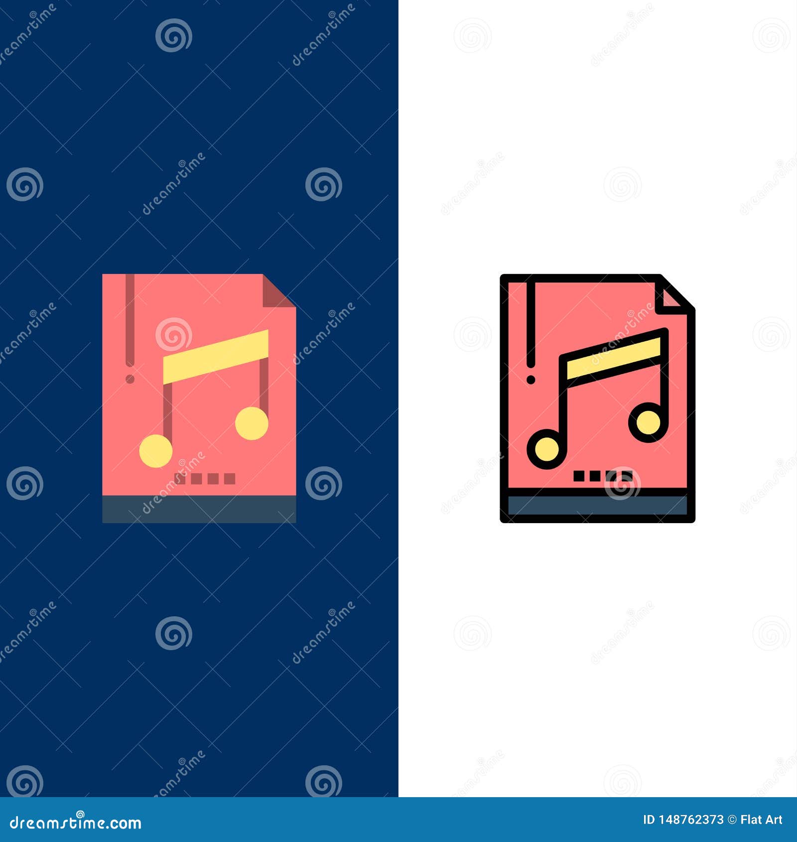 Audio, Computer, File, Mp3, Sample Icons. Flat and Line Filled Icon Set