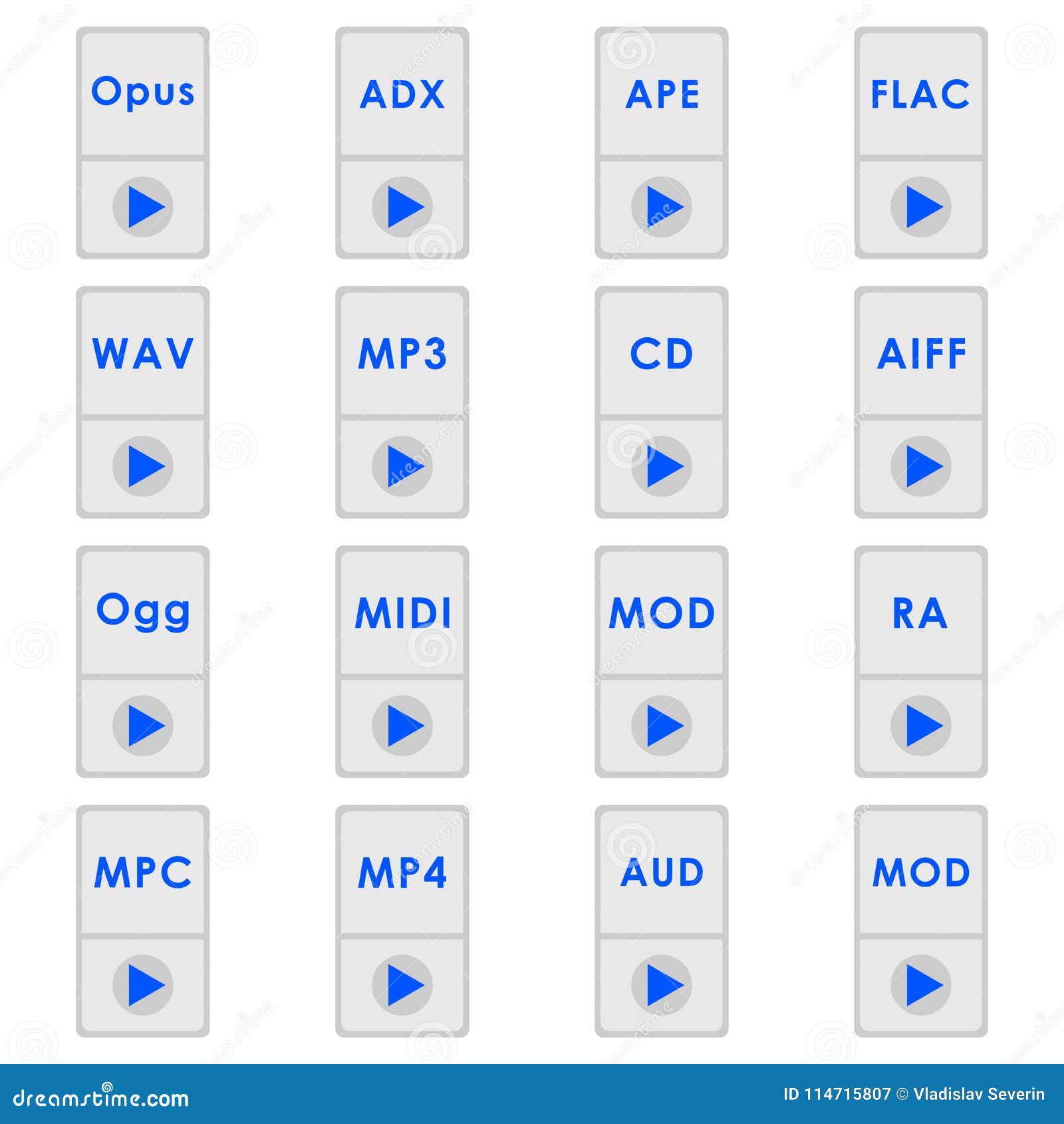 Audio format icons stock illustration. Illustration of computer 114715807