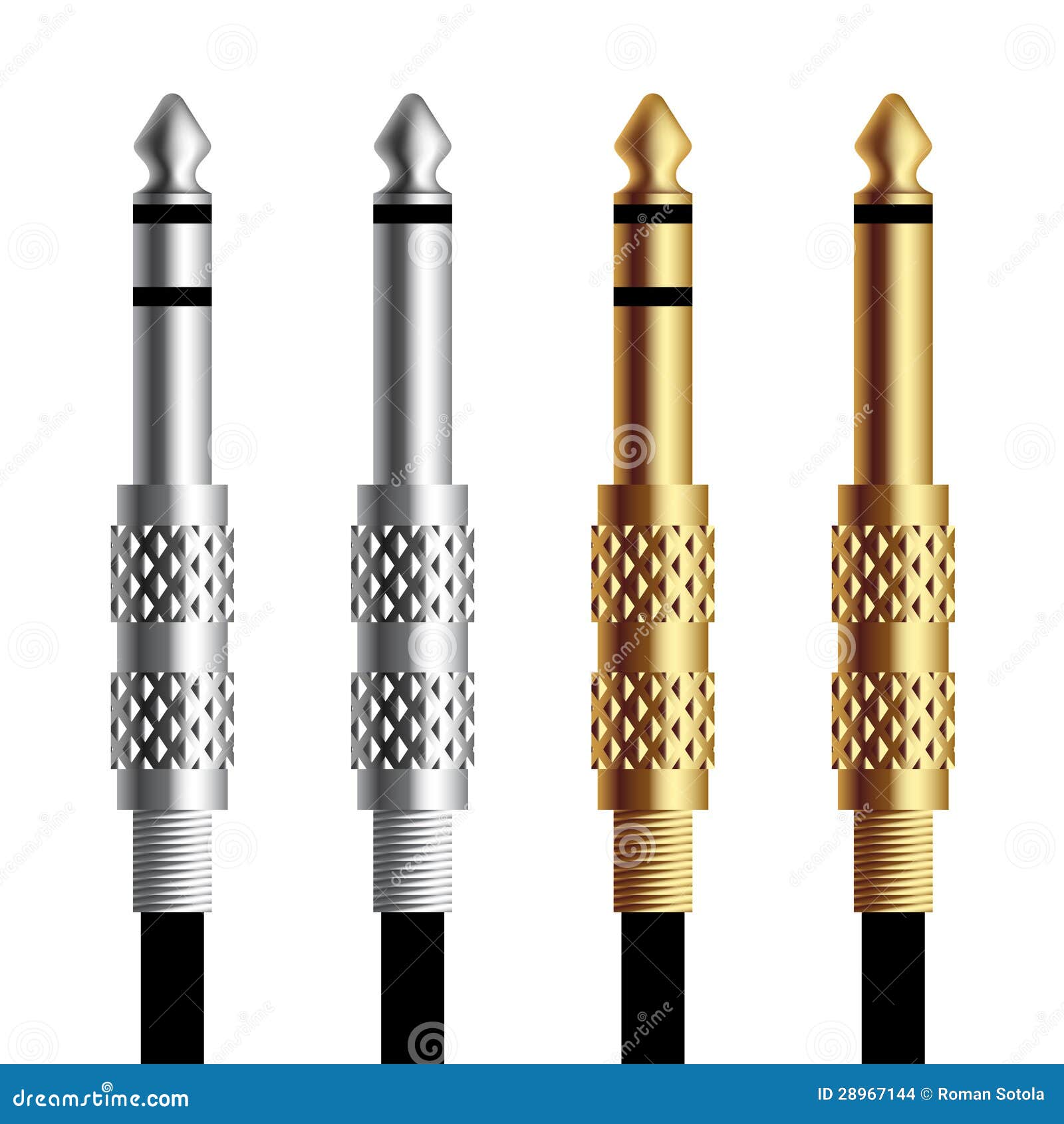 Audio Jack Connector Silver Gold Stock Vector Illustration of