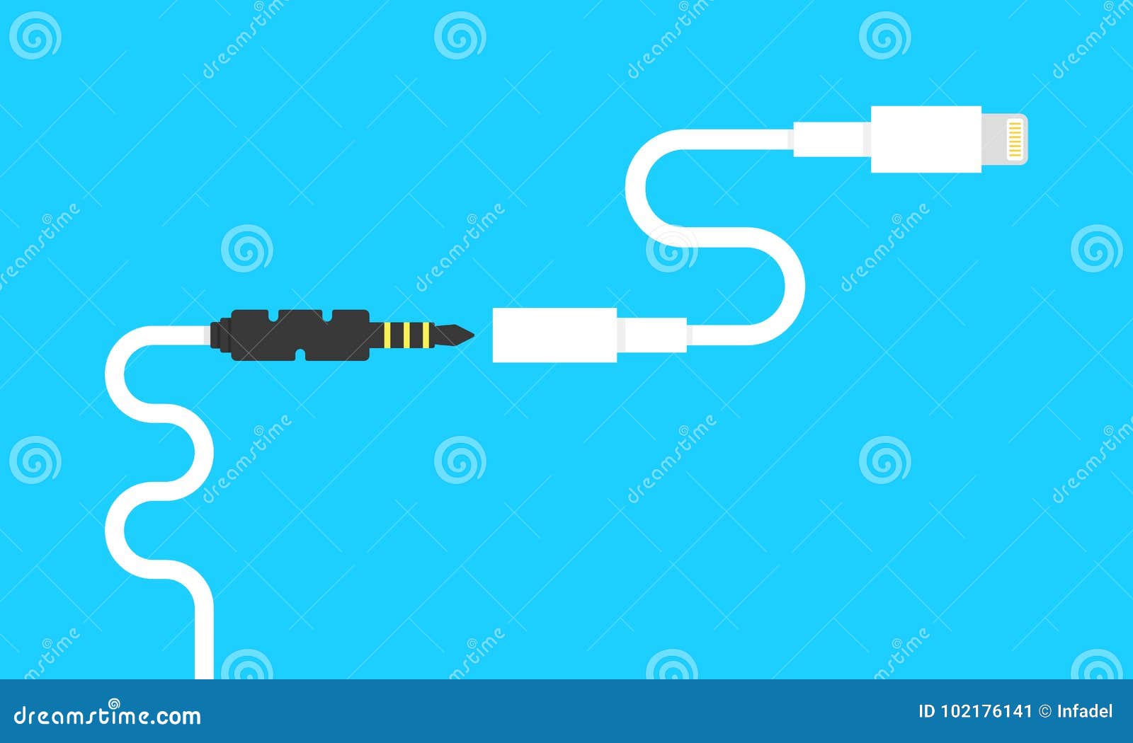 Audio Jack with Lightning Connector Adapter Stock Vector - Illustration