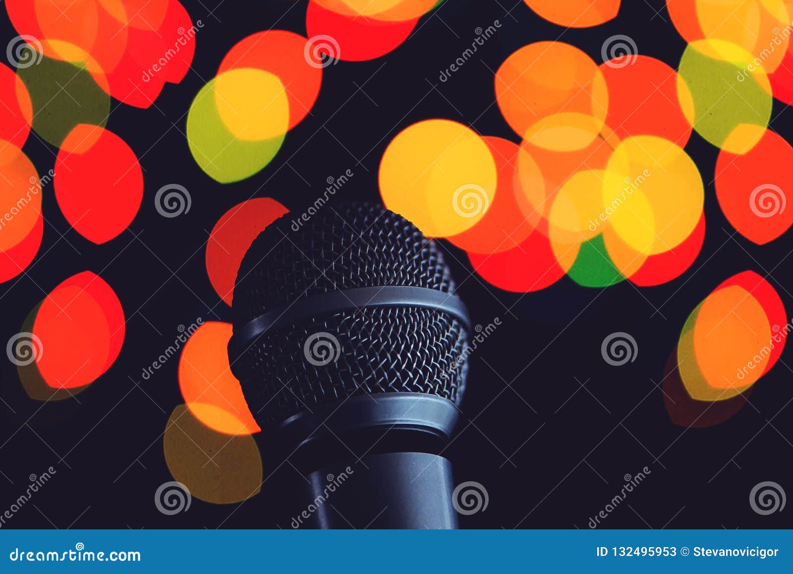 Audio Microphone in Karaoke Bar Stock Image Image of festive, light