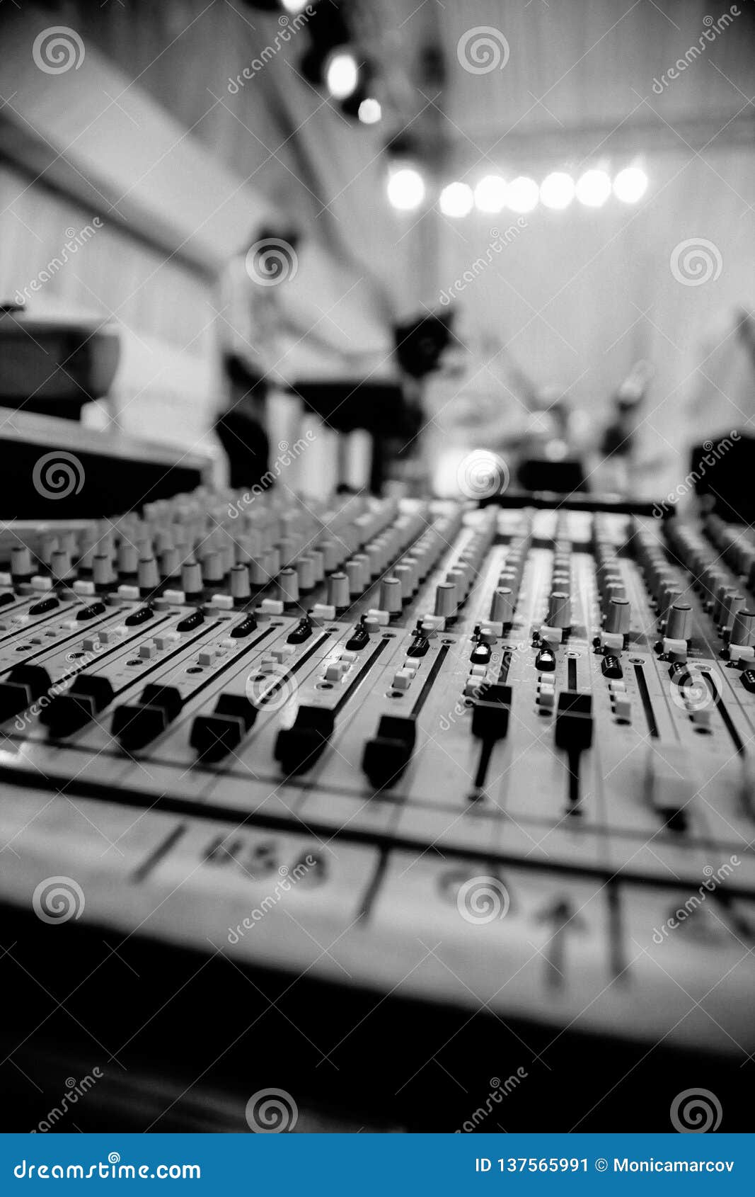 Audio Mixer Close Up. Music Mixer Live. Stock Image - Image of