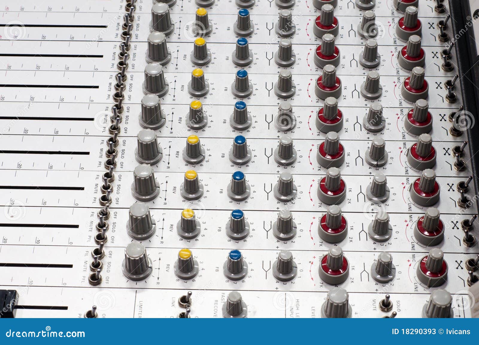 Audio mixing board stock image. Image of keypad, levels 18290393