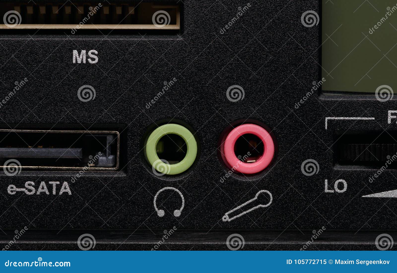 Audio output/input sockets stock image. Image of audio 105772715