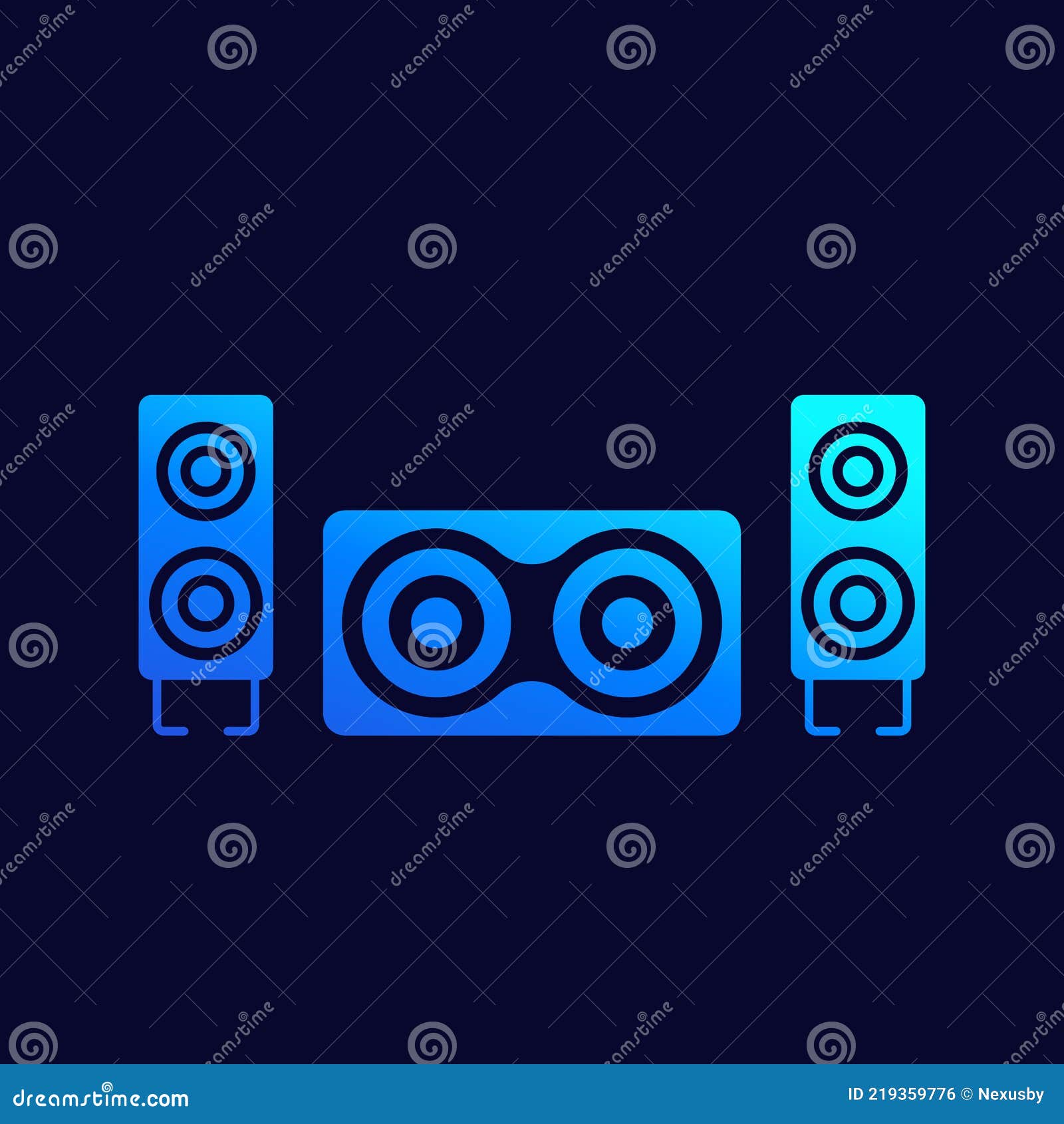 Audio Speakers, 2.1 Audio System Vector Stock Vector Illustration of