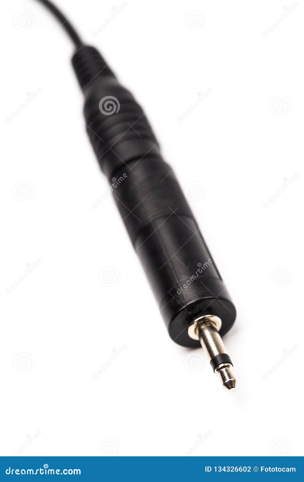 audio stereo synhro mini jack plug  over white background