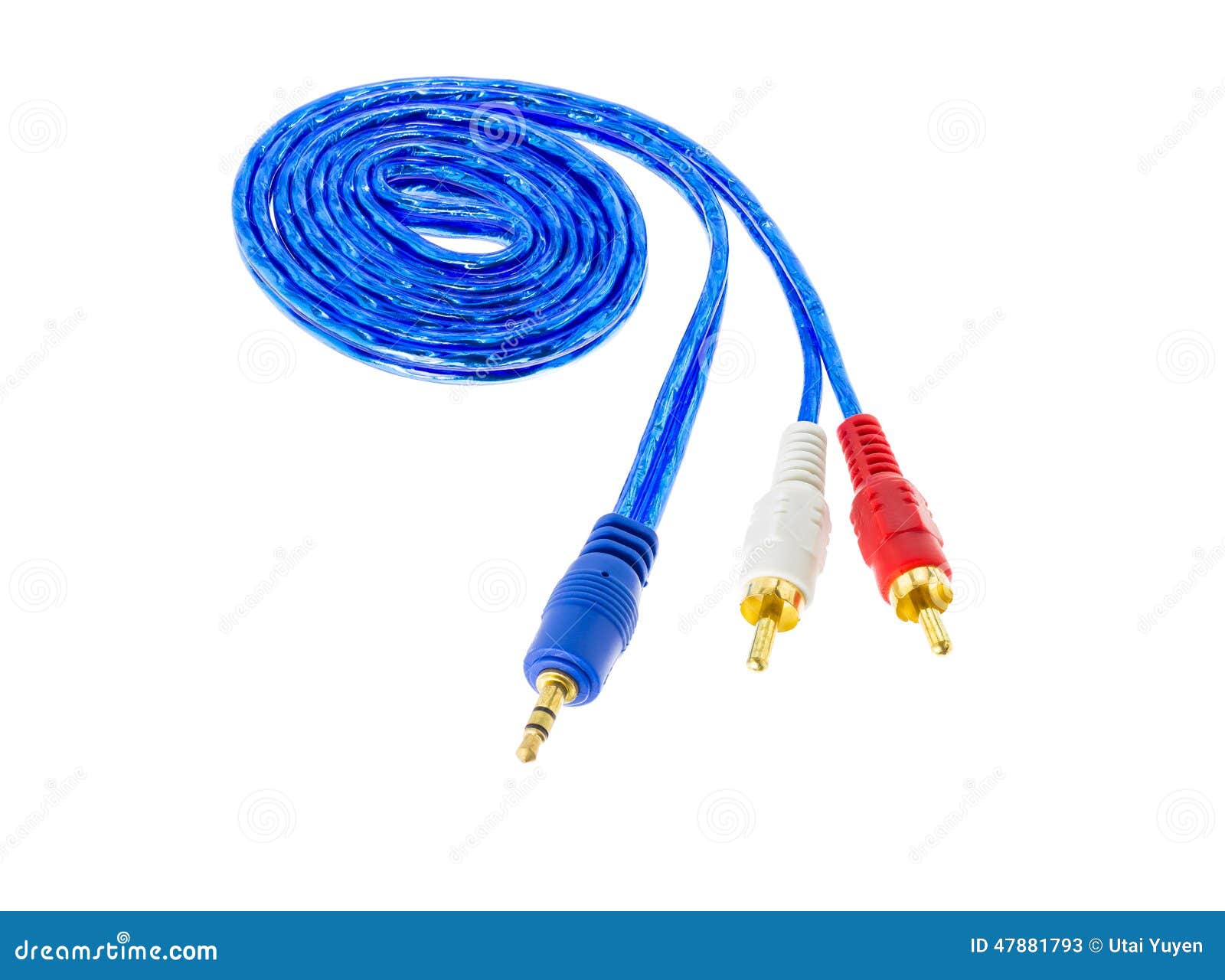 Audio and Video Cable on White Stock Image Image of blue, cable 47881793