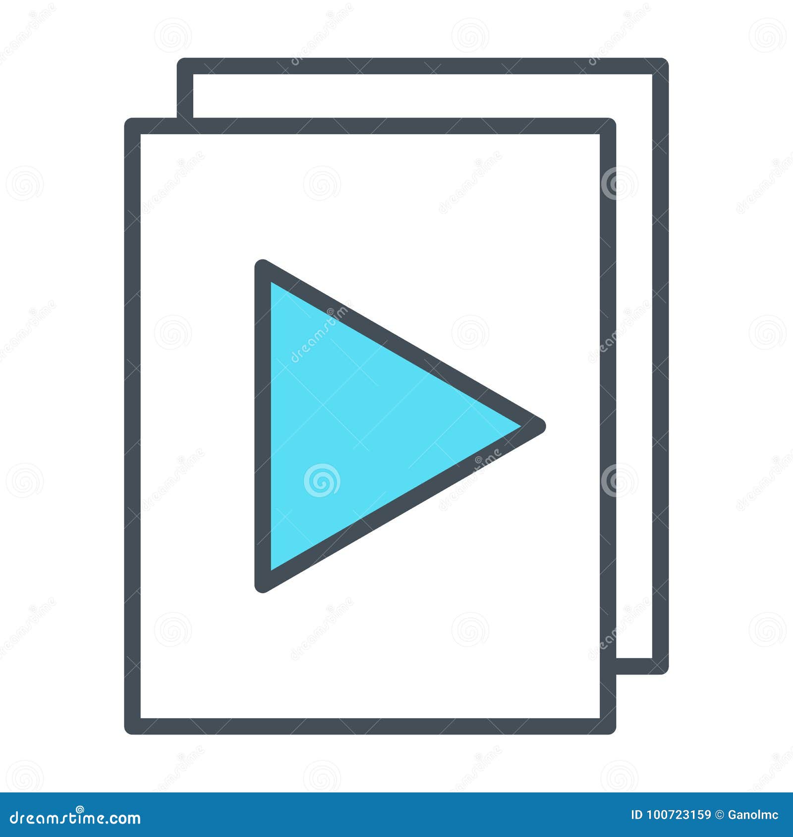 audio or video files with plat button thin line icon. 