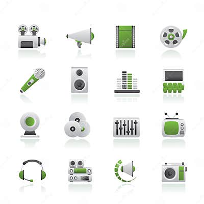 Audio and video icons stock vector. Illustration of megaphone - 26361164