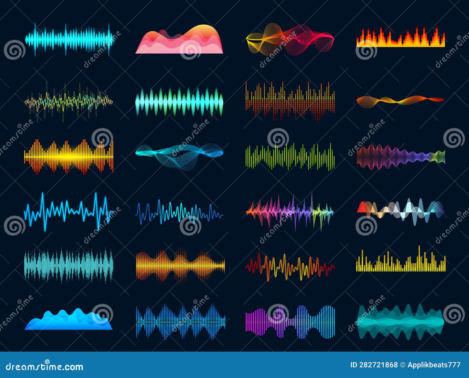 audio waveform signals, wave song equalizer, stereo recorder sound visualization. soundtrack signal and melody beat  concept