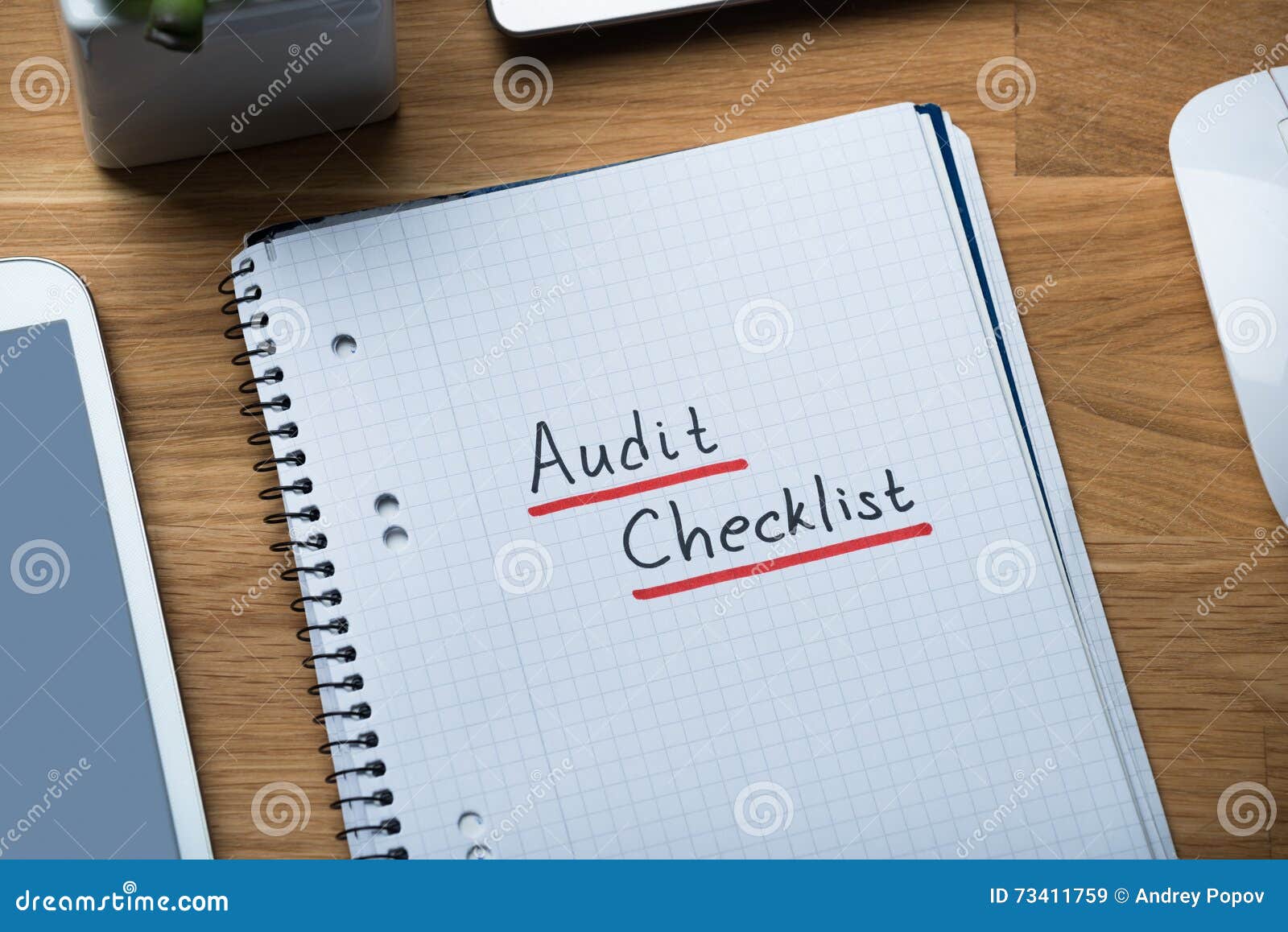 Audit Checklist Written On Notepad At Office Desk Stock Image