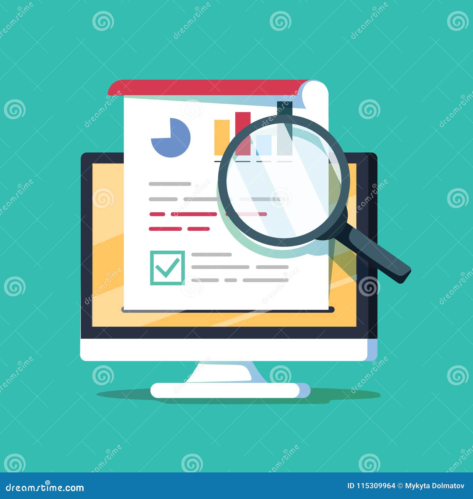 Audit Research on Computer Illustration, Flat Cartoon Pap Stock