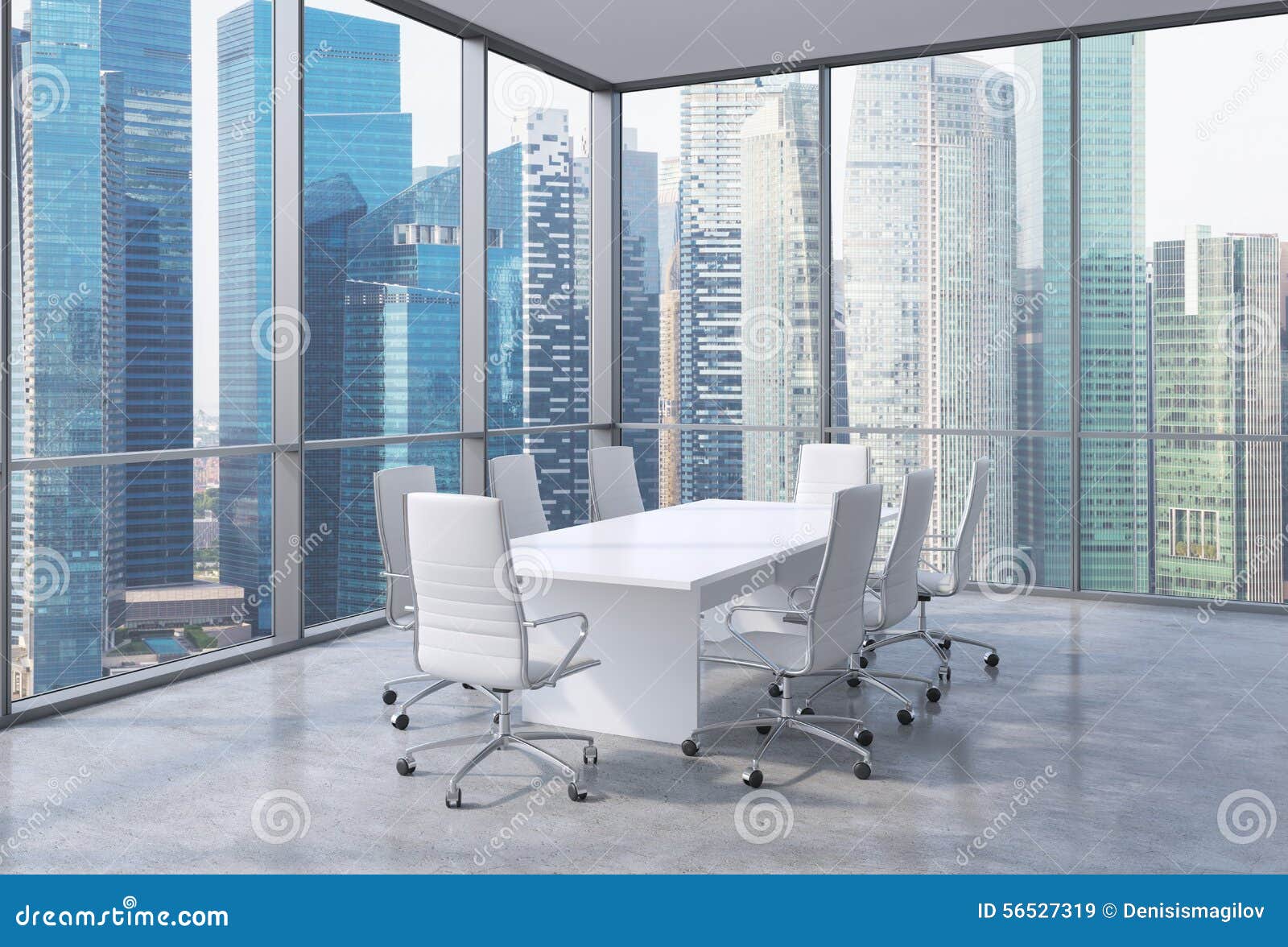 Auditorium d'angolo panoramico in ufficio moderno, vista ...
