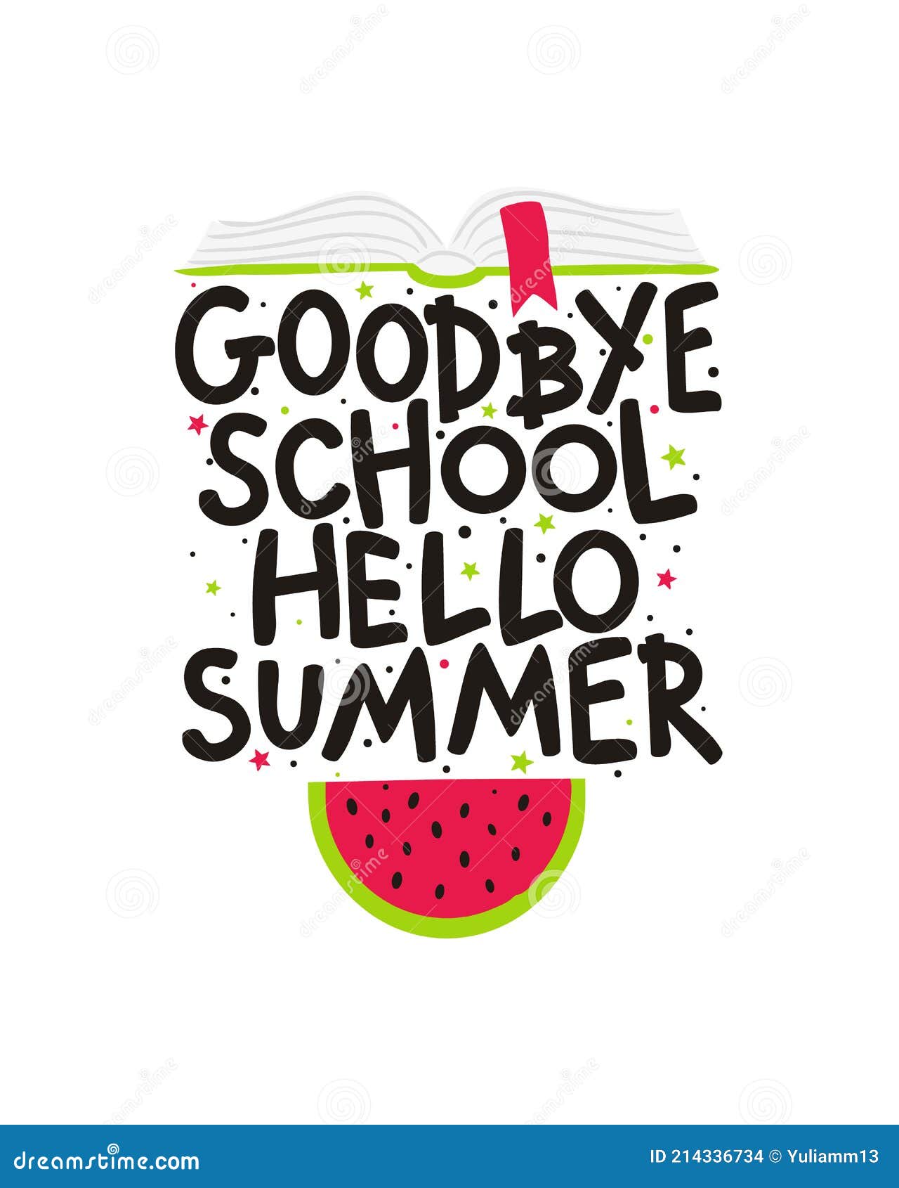 Auf Wiedersehen Hallo Sommer Schule. Nette Handgezogene Karte Vektor