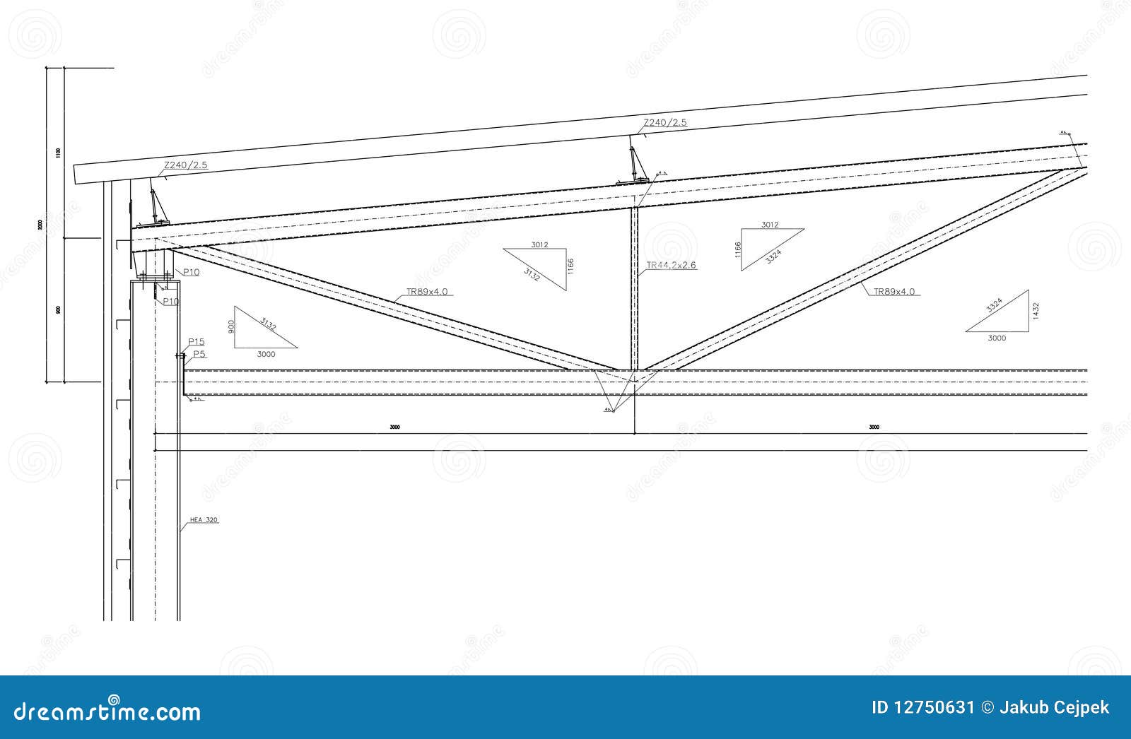 Aufbauzeichnung, Stahlbinder Stock Abbildung - Illustration von binder,  projekt: 12750631