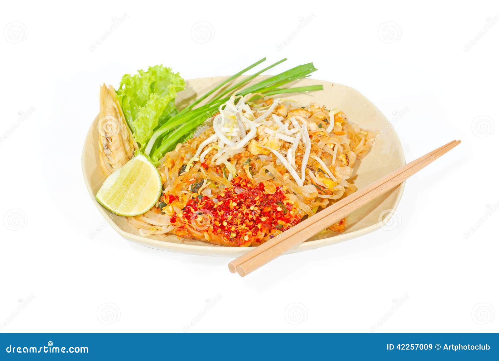 Auflagen-thailändische Garnele, Thailändische Artnudeln Stockbild ...