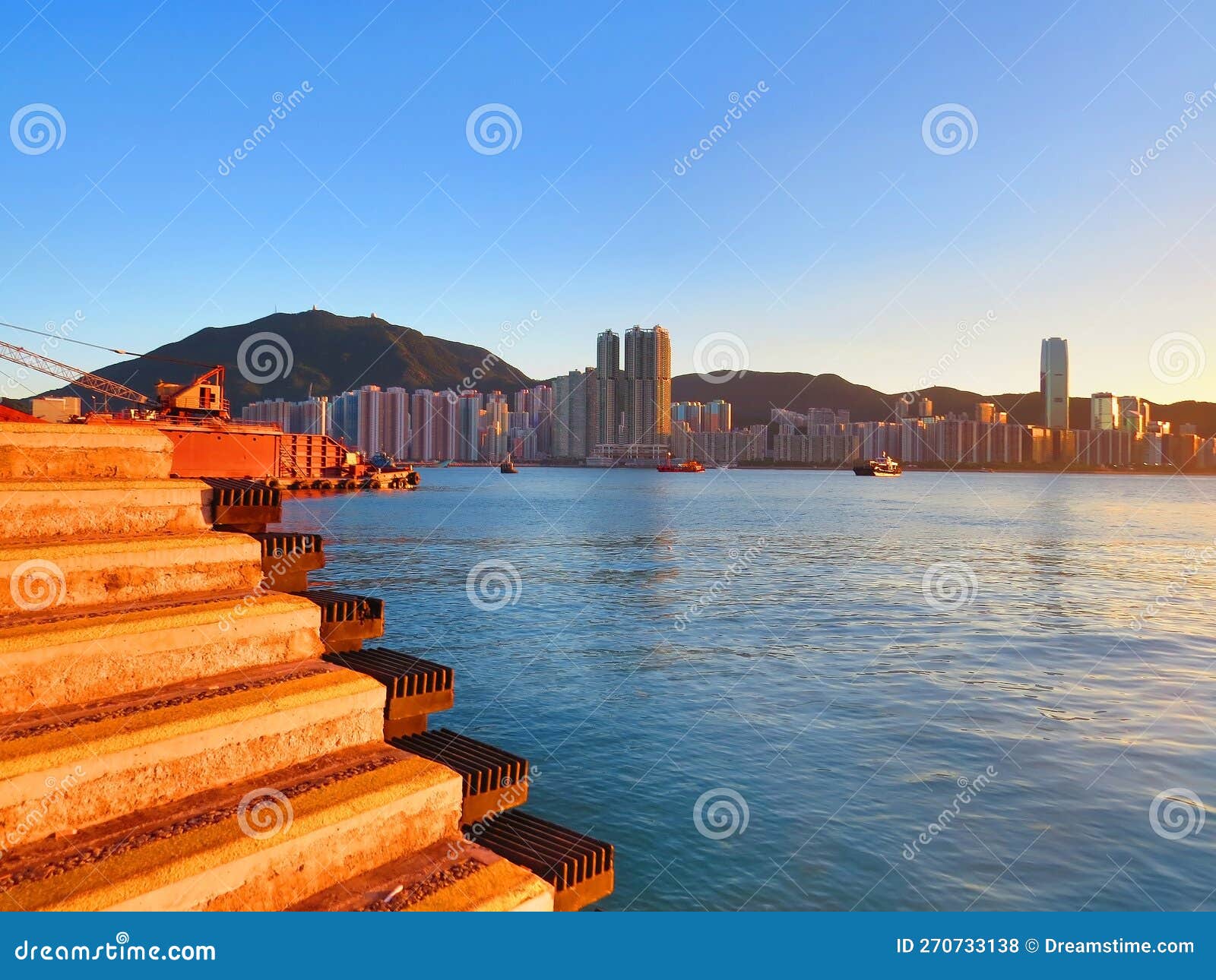 5 Aug 2013 Hong Kong , Victoria Harbour at the Sunset Stock Photo