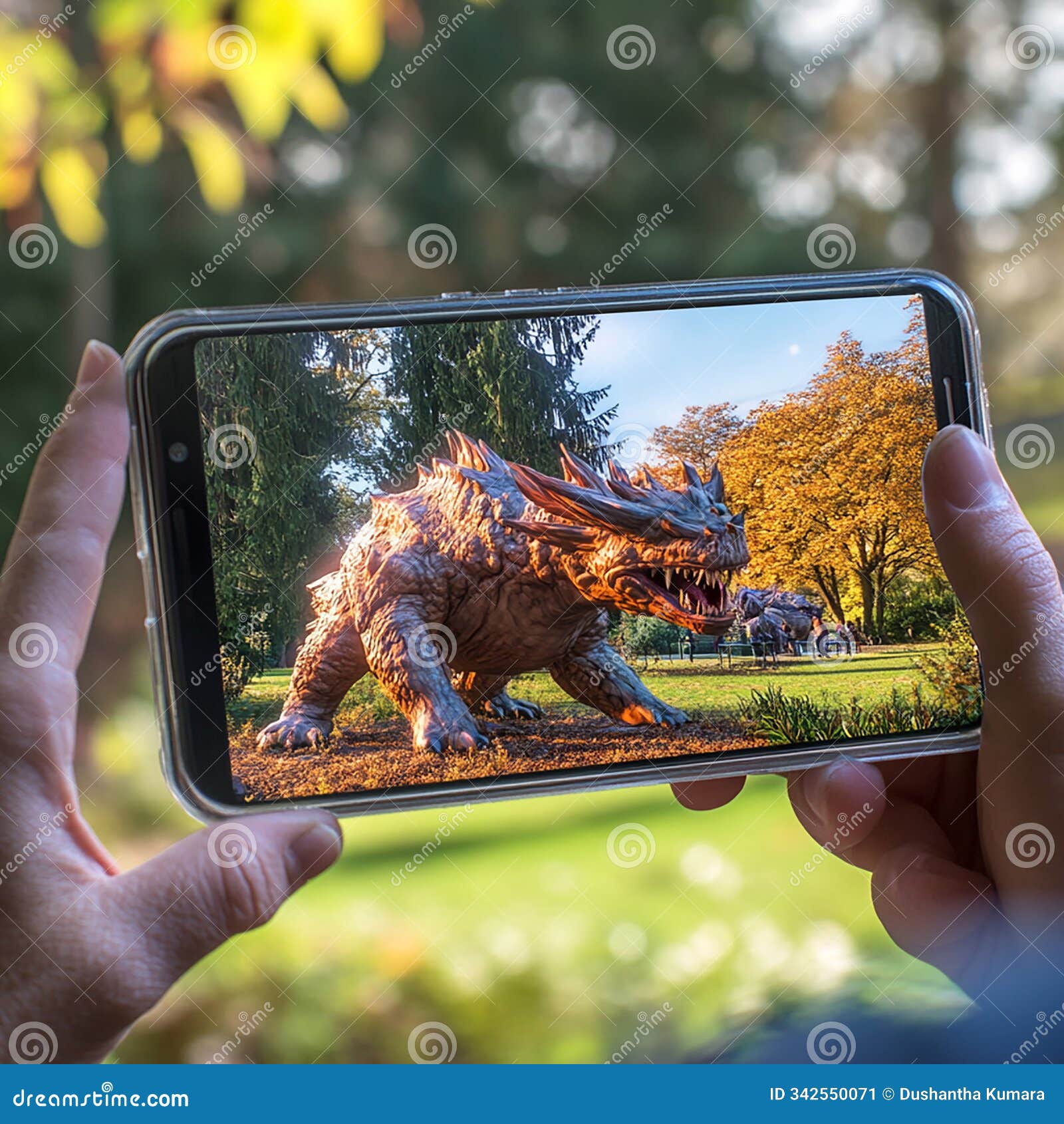an augmented reality (ar) mobile game where the player interacts with virtual objects in a real-world setting.