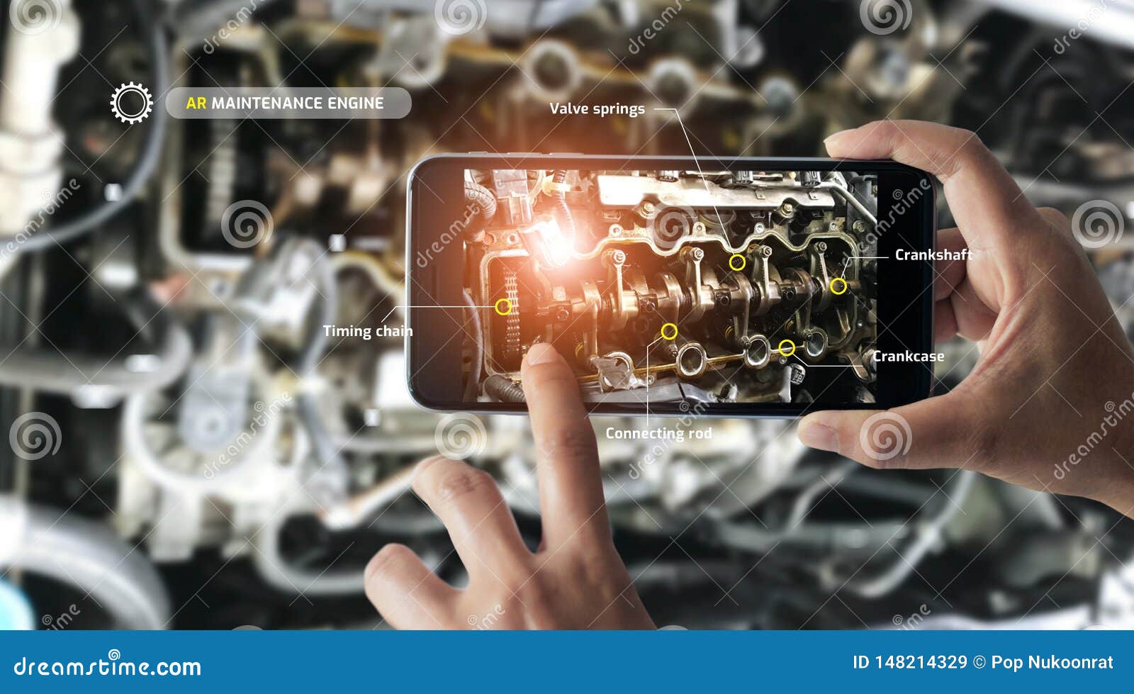 Augmented Reality Concept. AR. Industrial 4.0 , Hand of Engineer