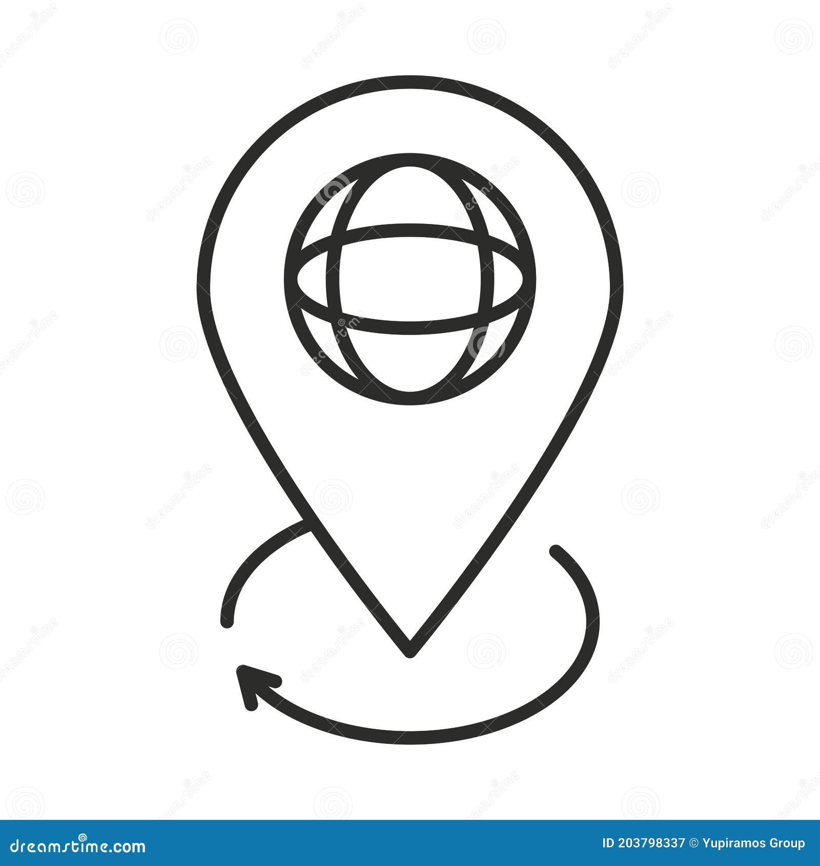 Augmented Reality 360 Degree Gps Location Line Style Stock Vector