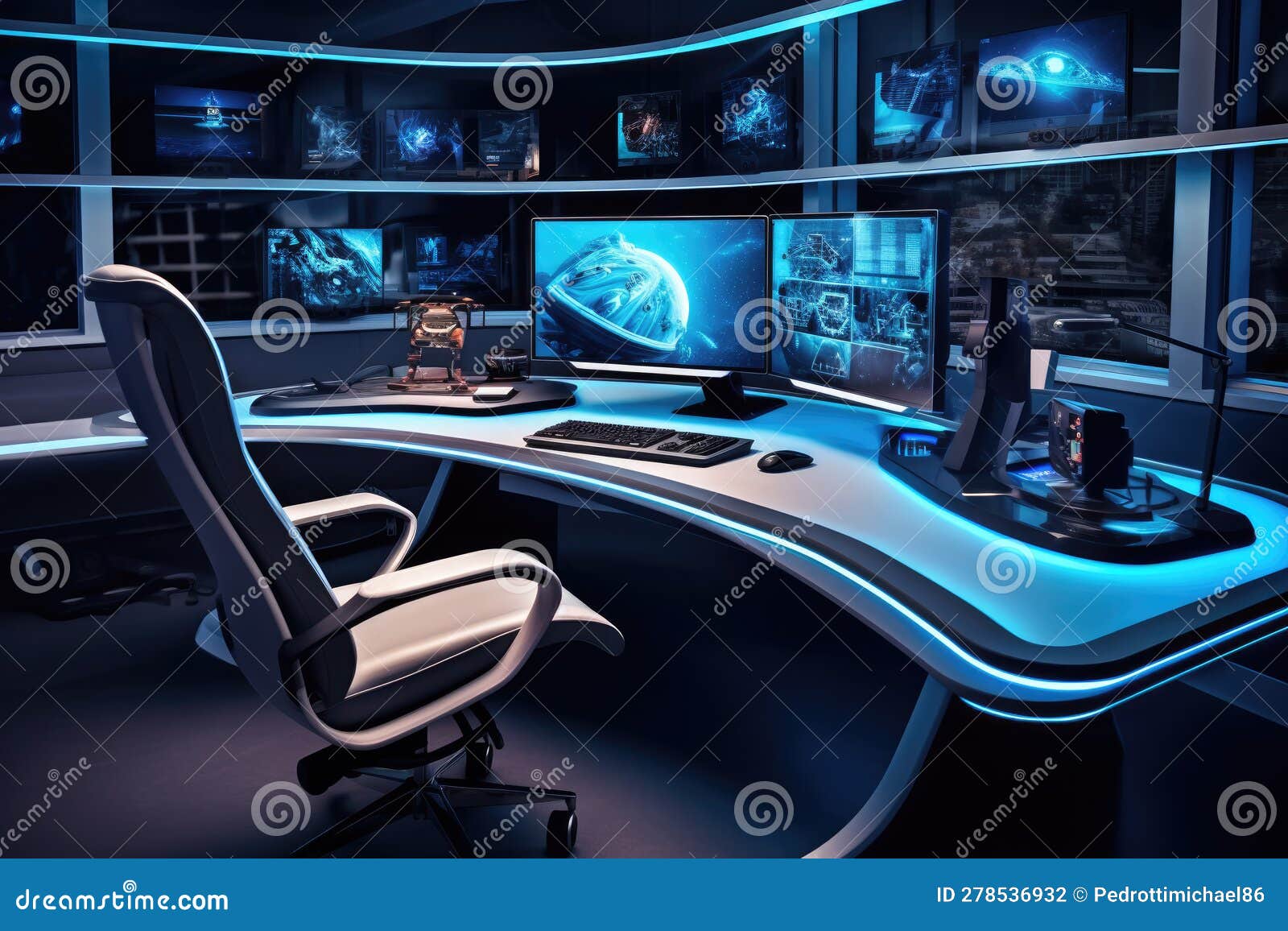 Augmented Reality Office stock illustration. Illustration of