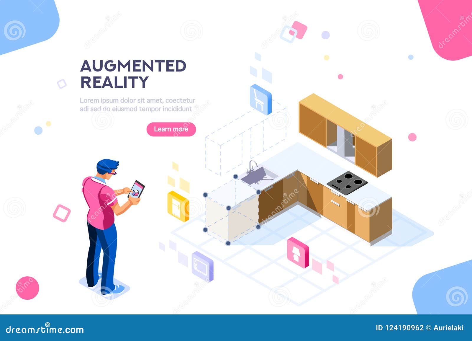 Augmented Reality Furniture Vector Design Stock Vector Illustration