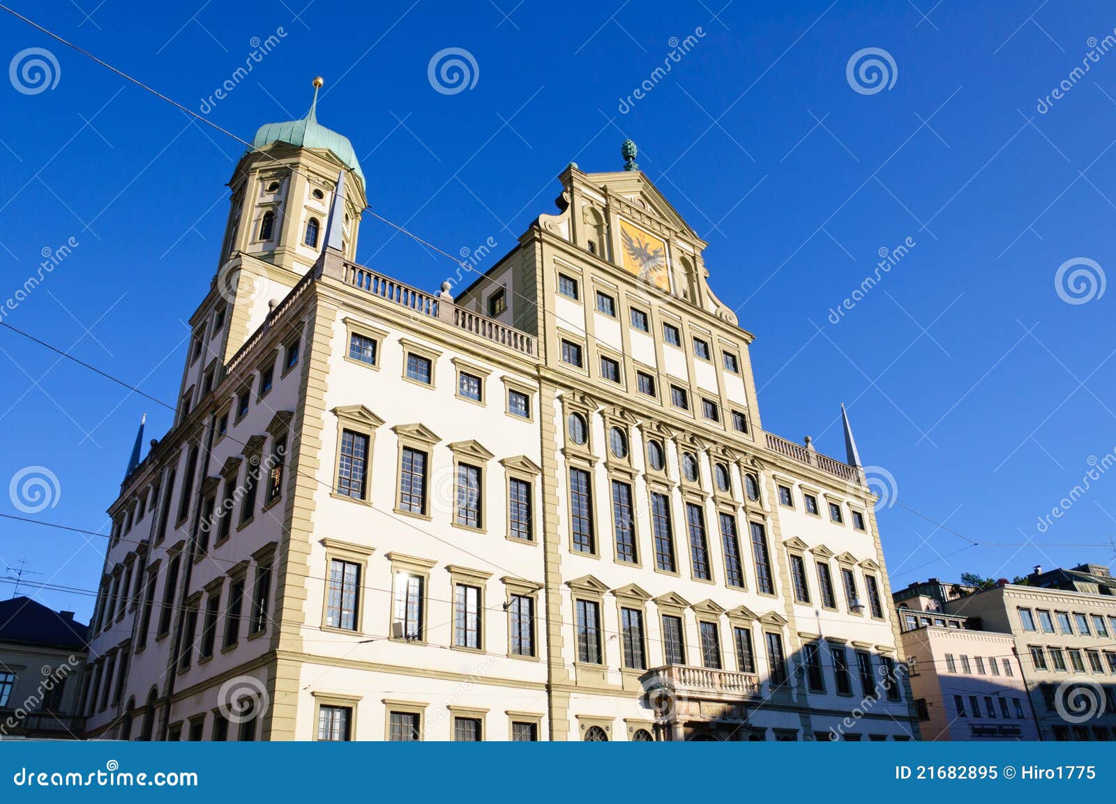 Augsburg, Alemanha. Cidade salão em Augsburg. É um símbolo de Augsburg e construído no estilo alemão do renascimento.