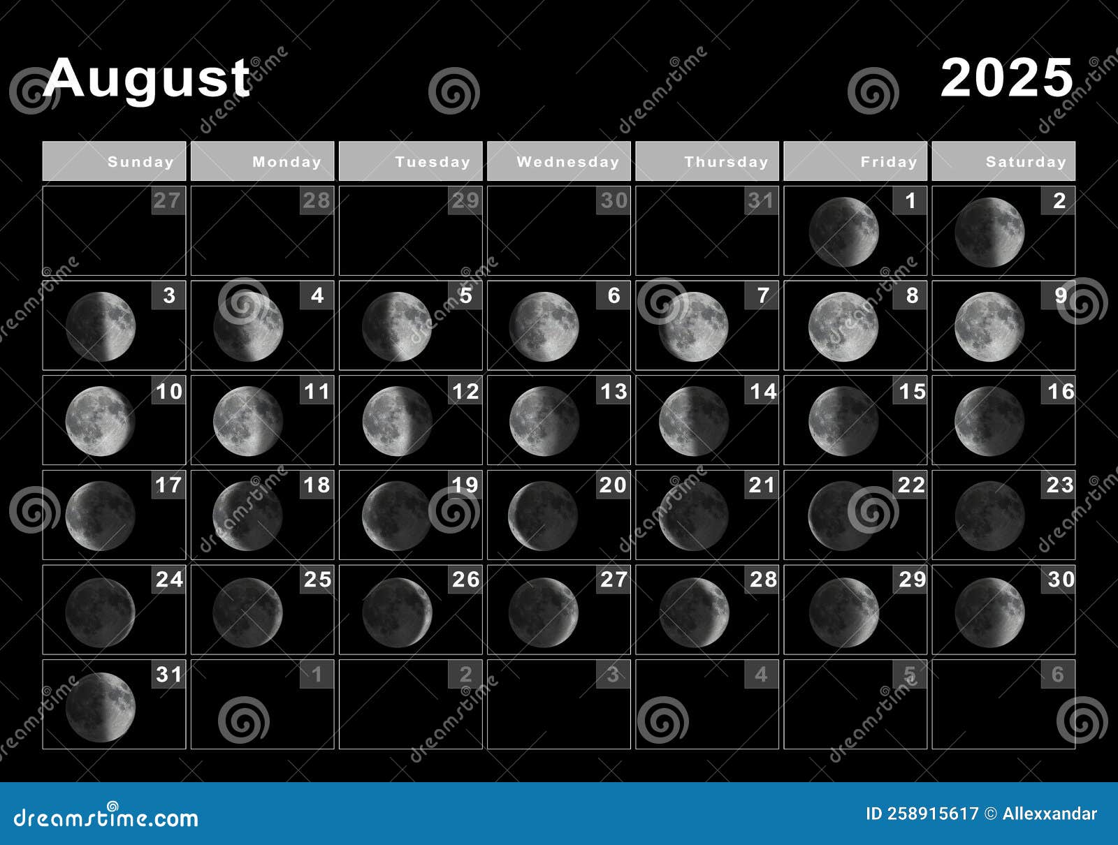 august-2025-lunar-calendar-moon-cycles-stock-image-image-of-quarter-month-258915617