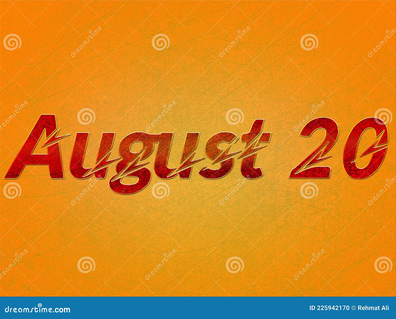 20 August Monthly Calendar On Yellow Background Stock Photo Image Of