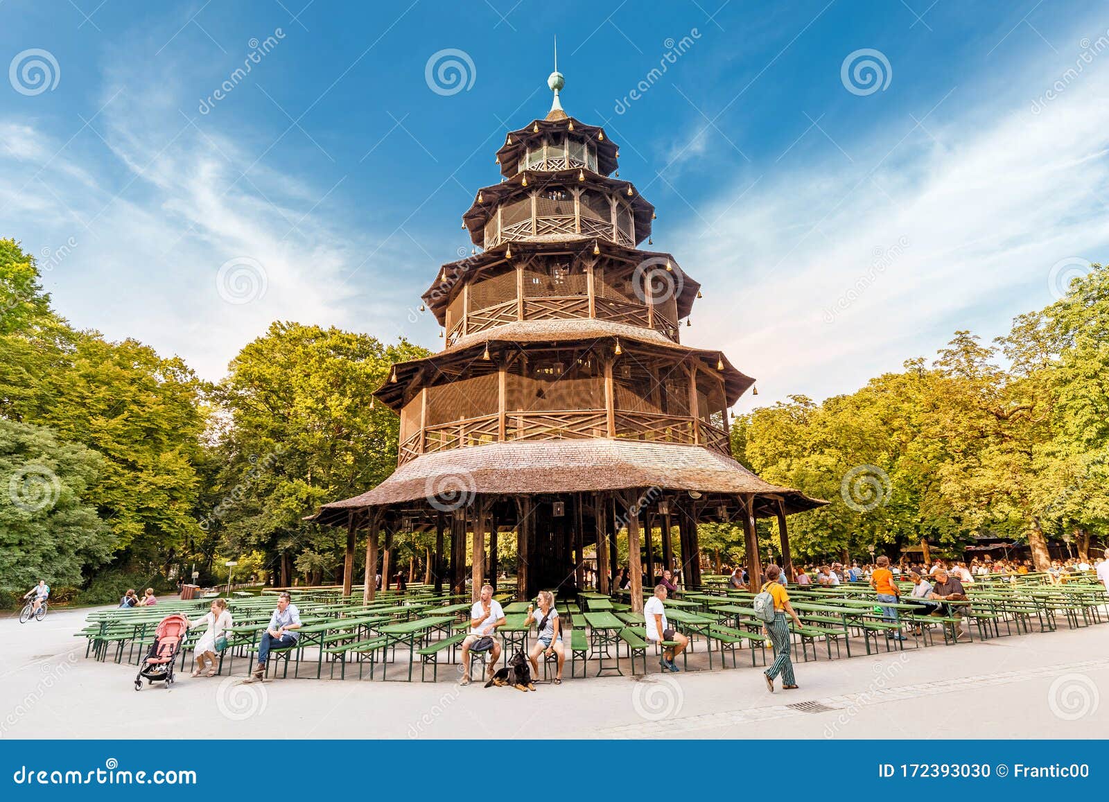 Chinese Tower In The English Garden Is A Famous Beer Court In