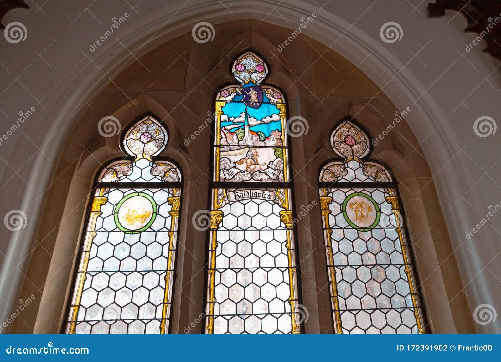 Ancient Stained Glass Inside New Town Hall Editorial Photography Image of window