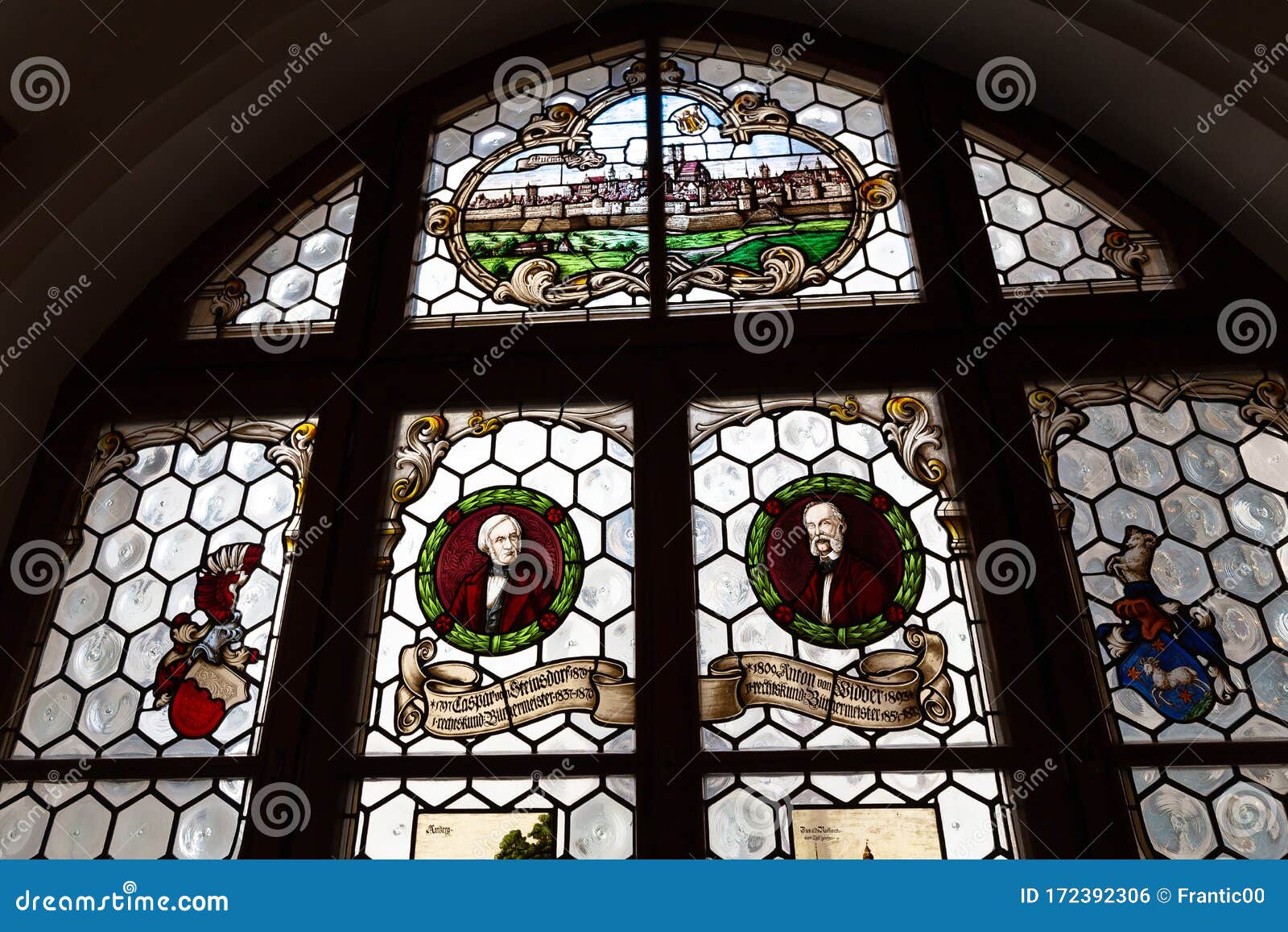 Ancient Stained Glass Inside New Town Hall Editorial Photo Image of