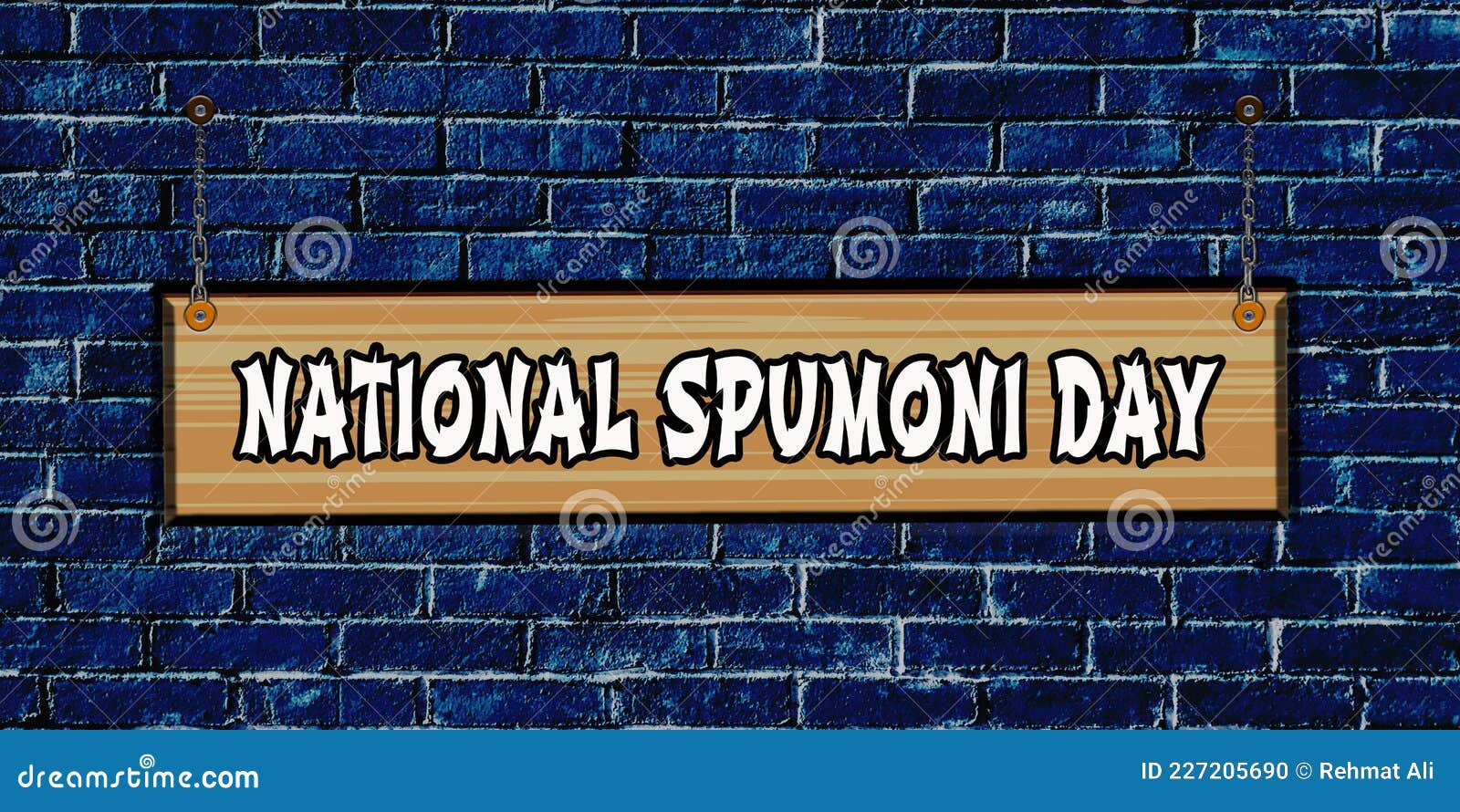 august, national spumoni day, text effect on bricks background