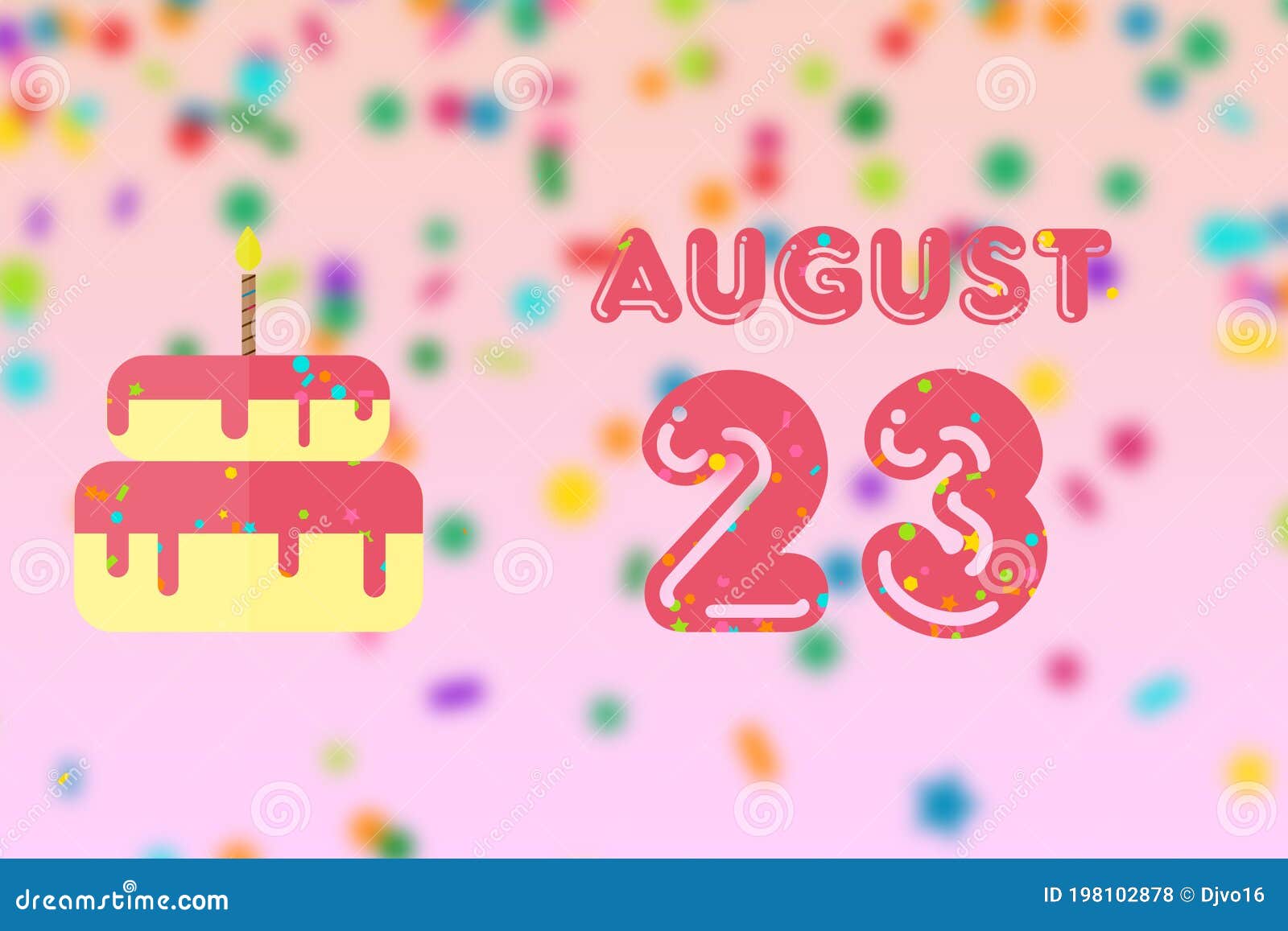August 23rd. Day 23 of Month,Birthday Greeting Card with Date of Birth